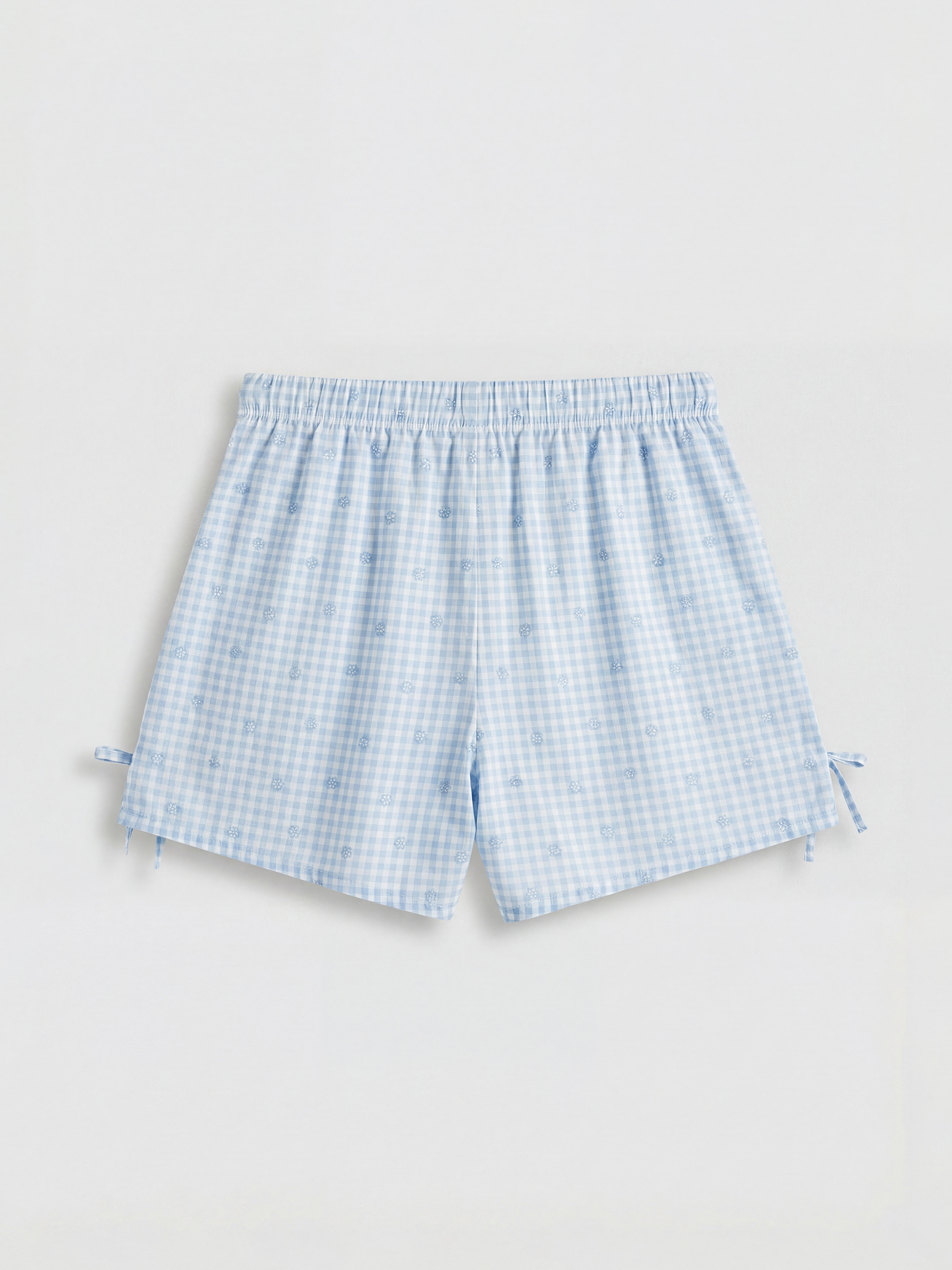 Lila V Yaka Ekose Kadın Şortlu Pijama Takımı-8