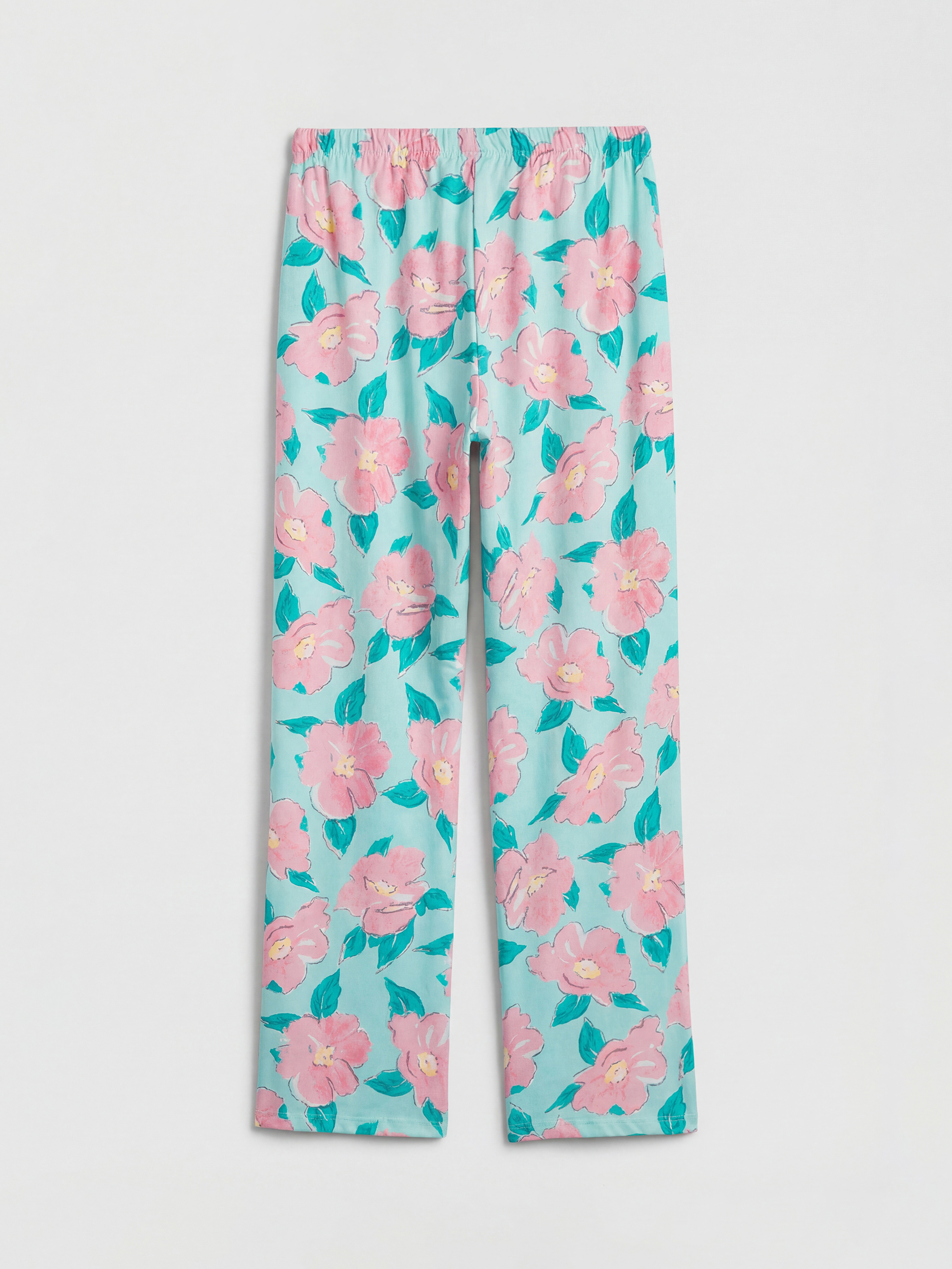 Turkuaz Gömlek Yaka Çiçekli Kadın Pijama Takımı-4