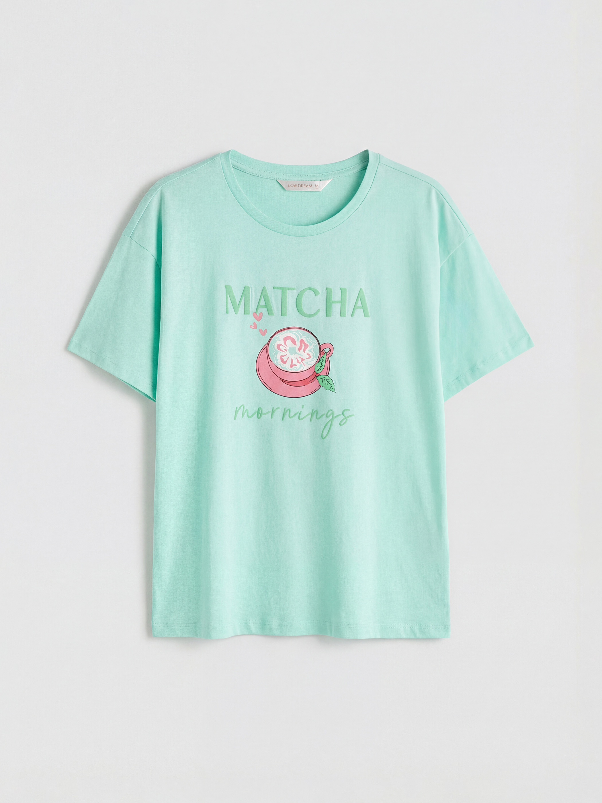 Turkuaz Bisiklet Yaka Baskılı Kadın Şortlu Pijama Takımı-1