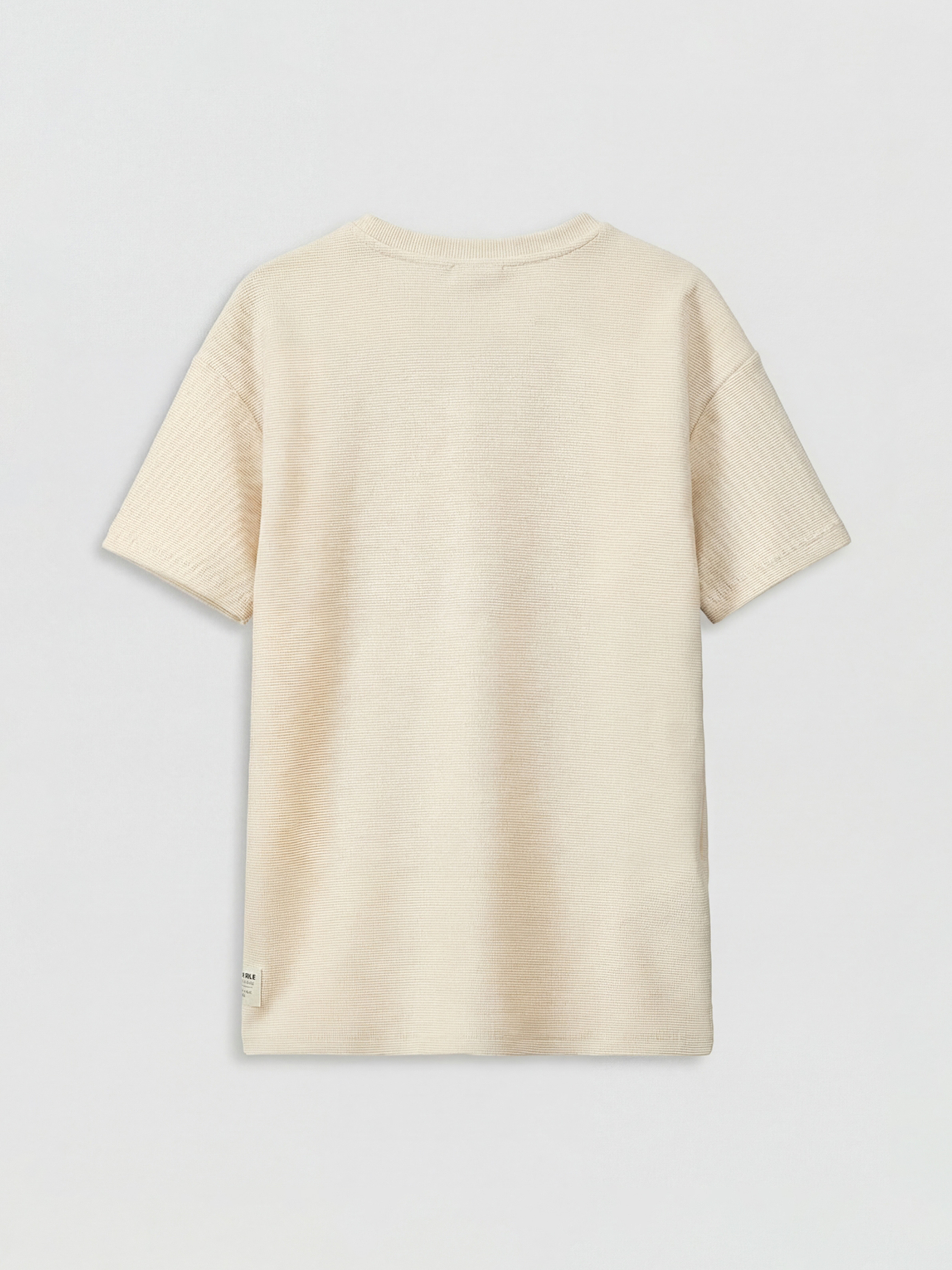 Bej Bisiklet Yaka Kısa Kollu Erkek Çocuk Tişört-1