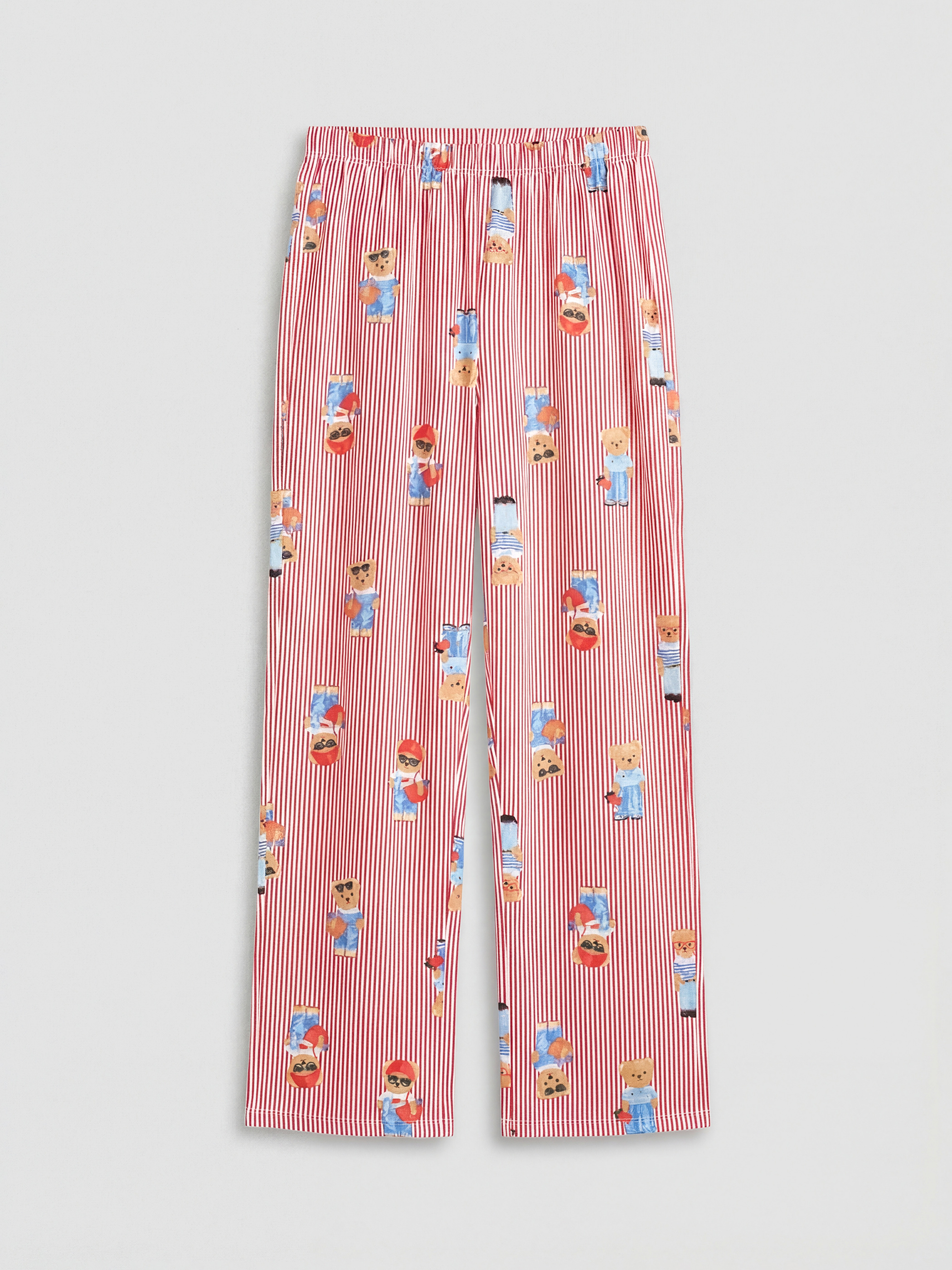 Kırmızı Ayı Teddy Baskılı Kadın Pijama Altı-1