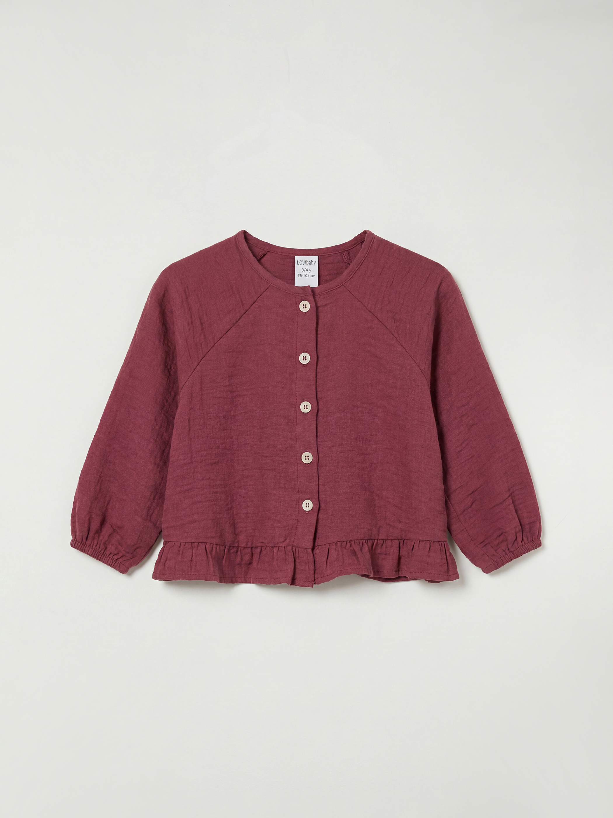 Girls' Muslin Blouse and Trousers with a Crew Neck.-1