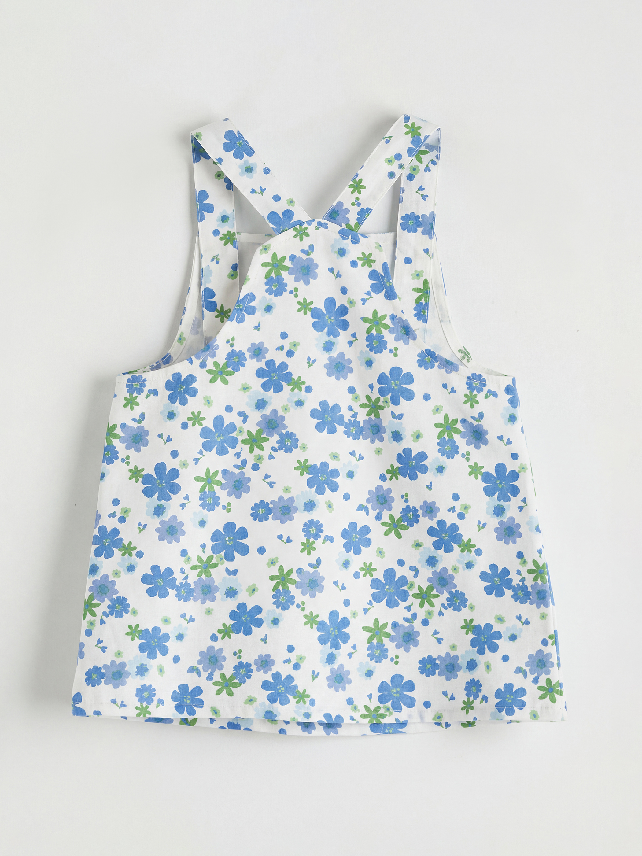 Ekru Bisiklet Yaka Çiçekli Kız Bebek Elbise ve Tişört-4