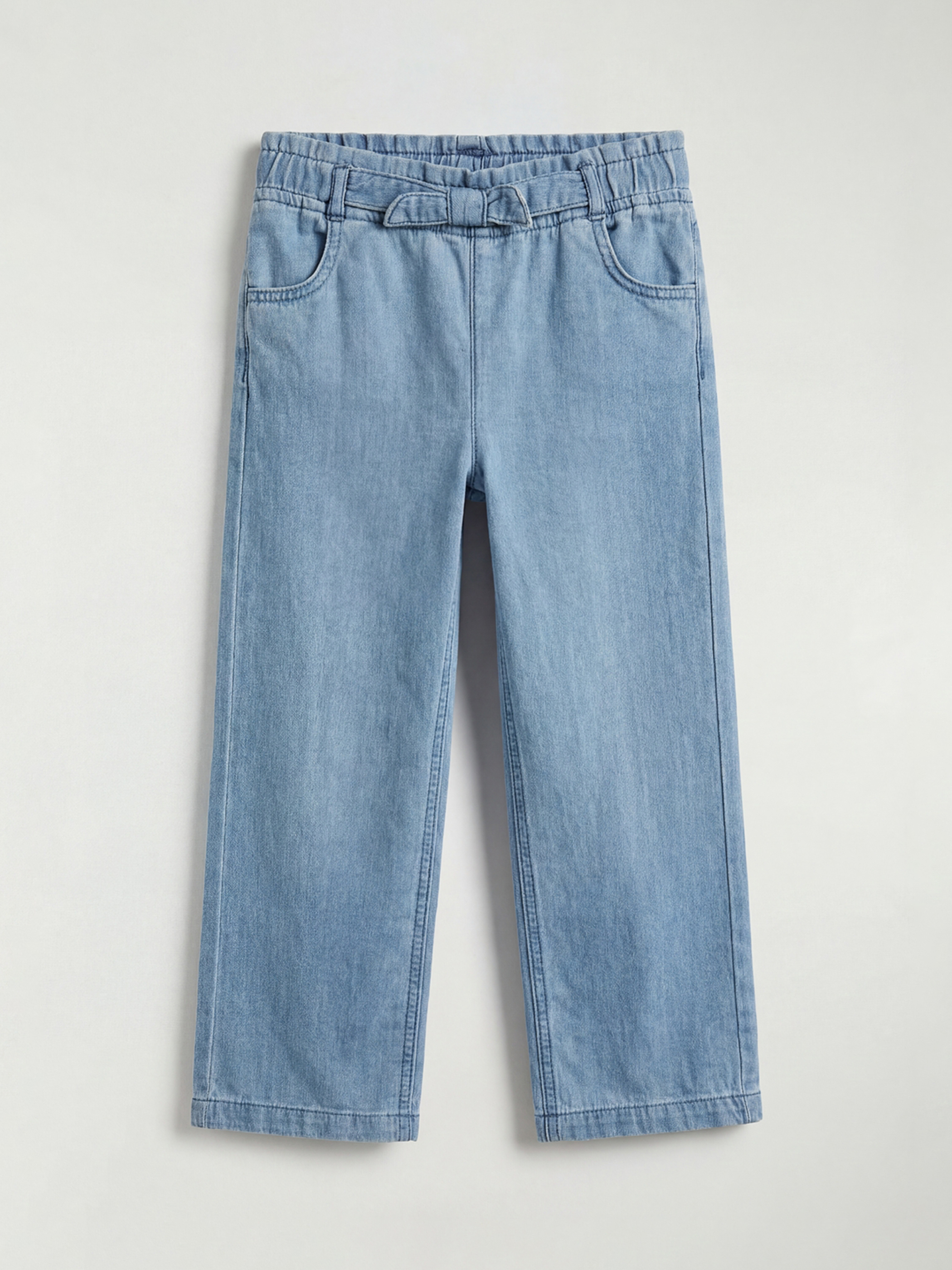 LCW baby Girls' Jean Trousers with Elasticated Waist and Bow Detail - S6CA17Z1-LR1