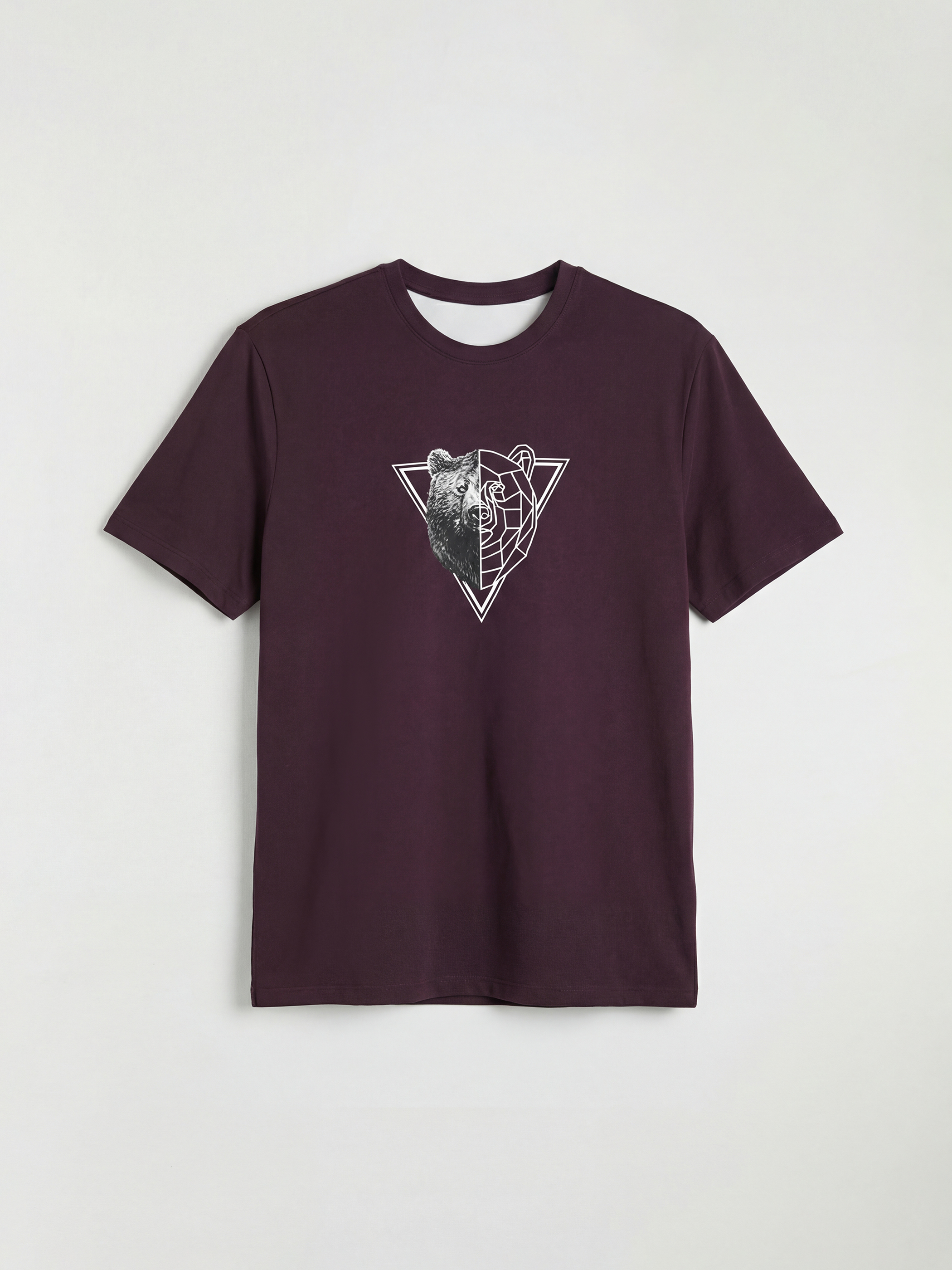 Mürdüm Bisiklet Yaka Baskılı Erkek Tişört-4