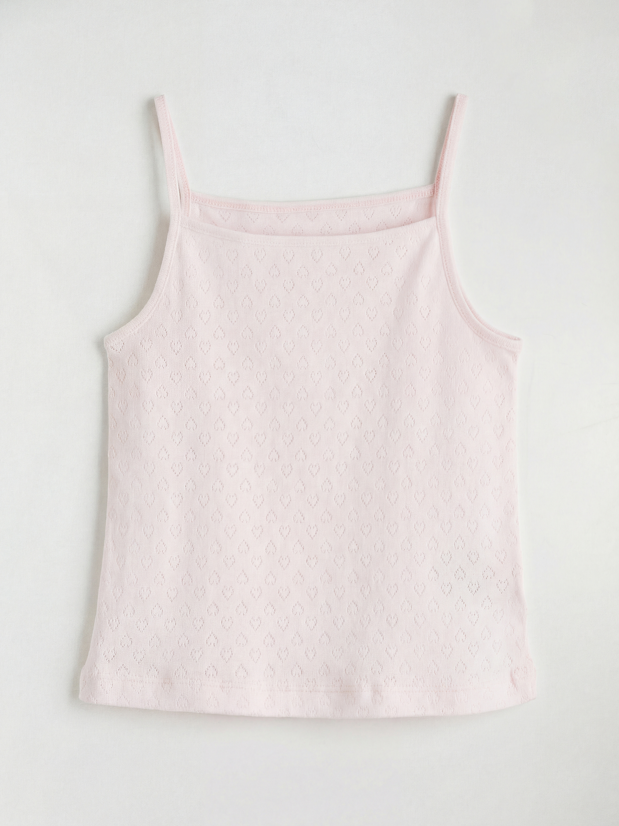 Pembe Kare Yaka Kalp Desenli Kız Çocuk 2'li Atlet-1