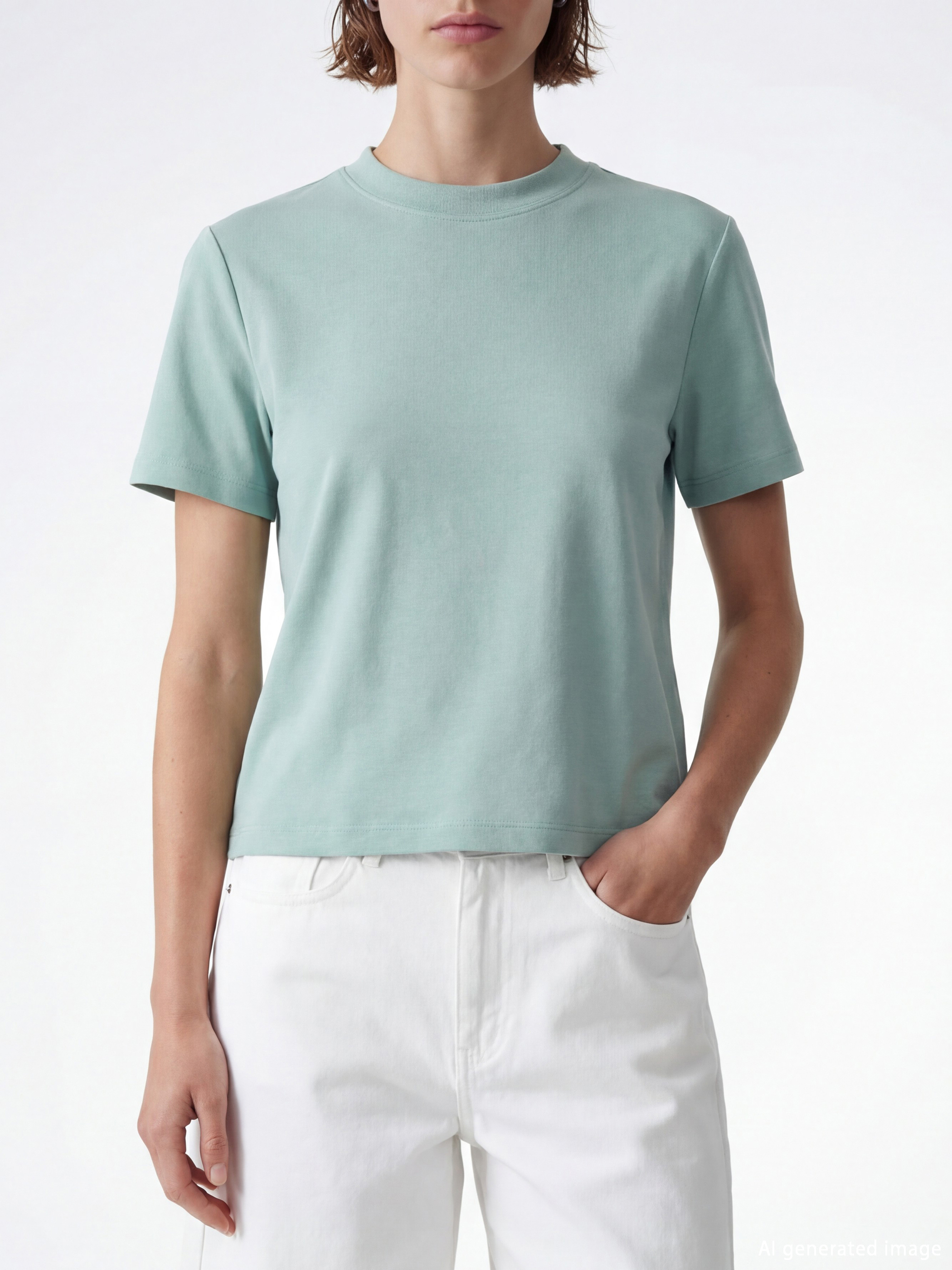 Mock Neck Woman T-Shirt-2