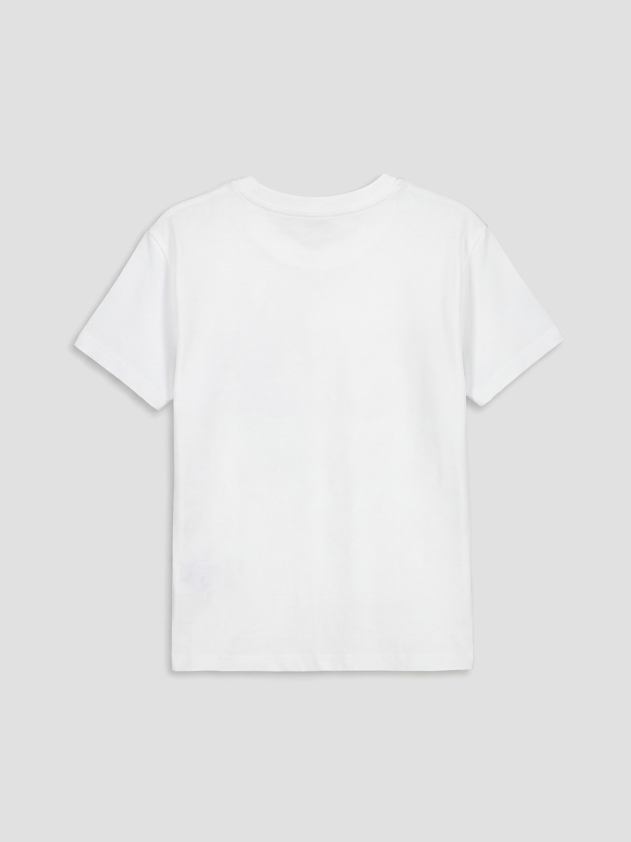 Beyaz Bisiklet Yaka Yazı Baskılı Erkek Çocuk Tişört-1