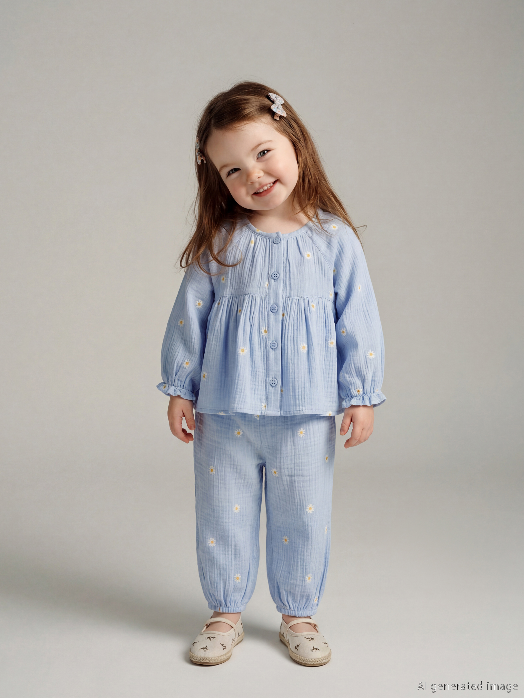 Цветочная рубашка и брюки для девочки-1