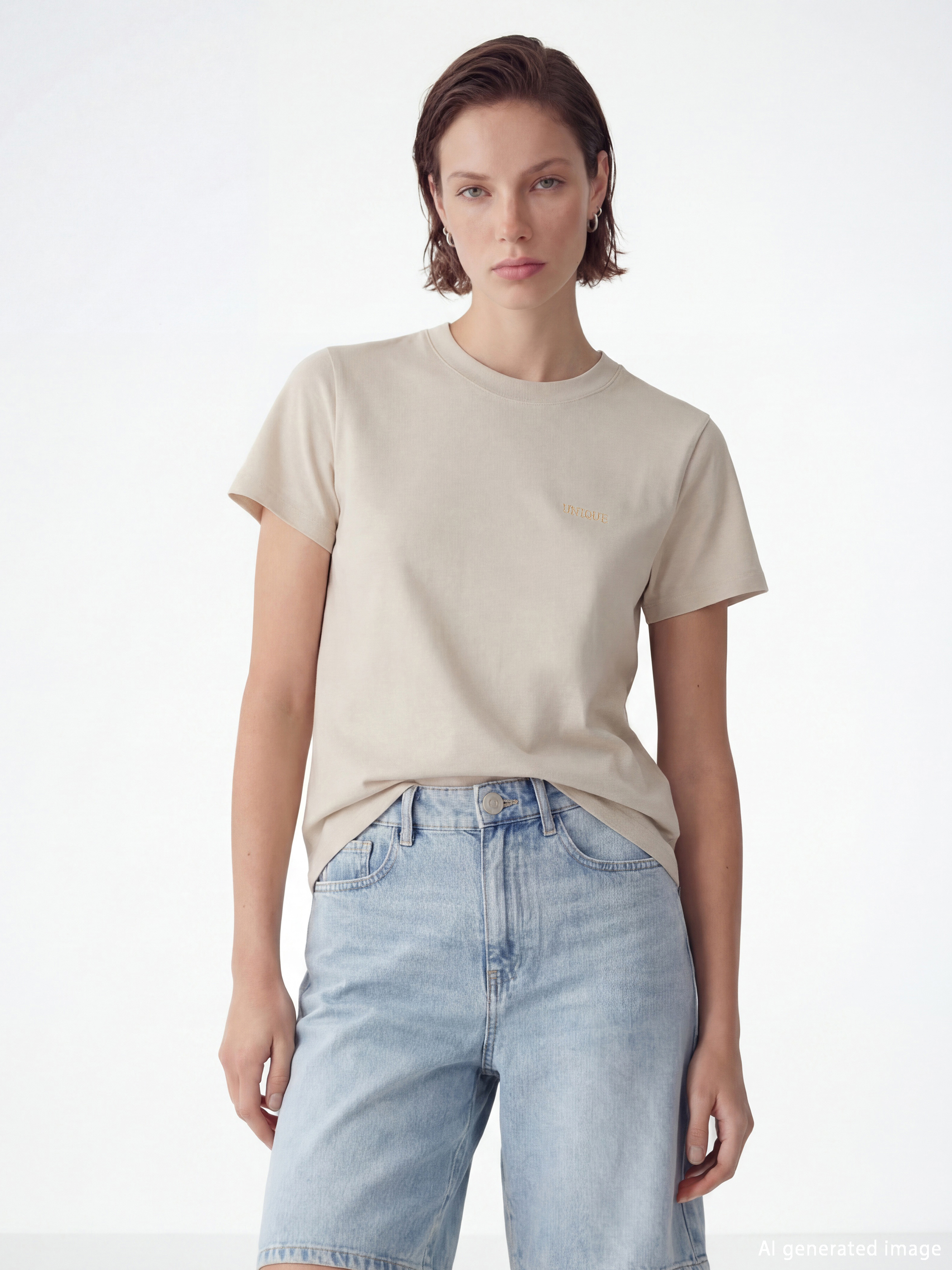 LCW Vision Crew Neck Embroidered Women's T-Shirt - S6CK16Z8-FZJ