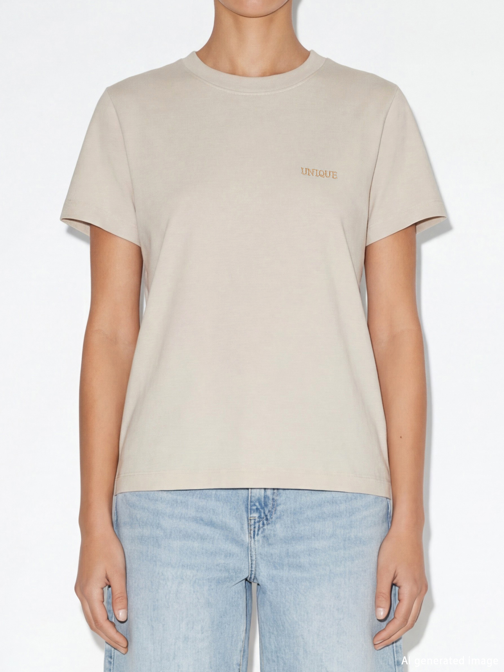 Crew Neck Embroidered Women's T-Shirt-2