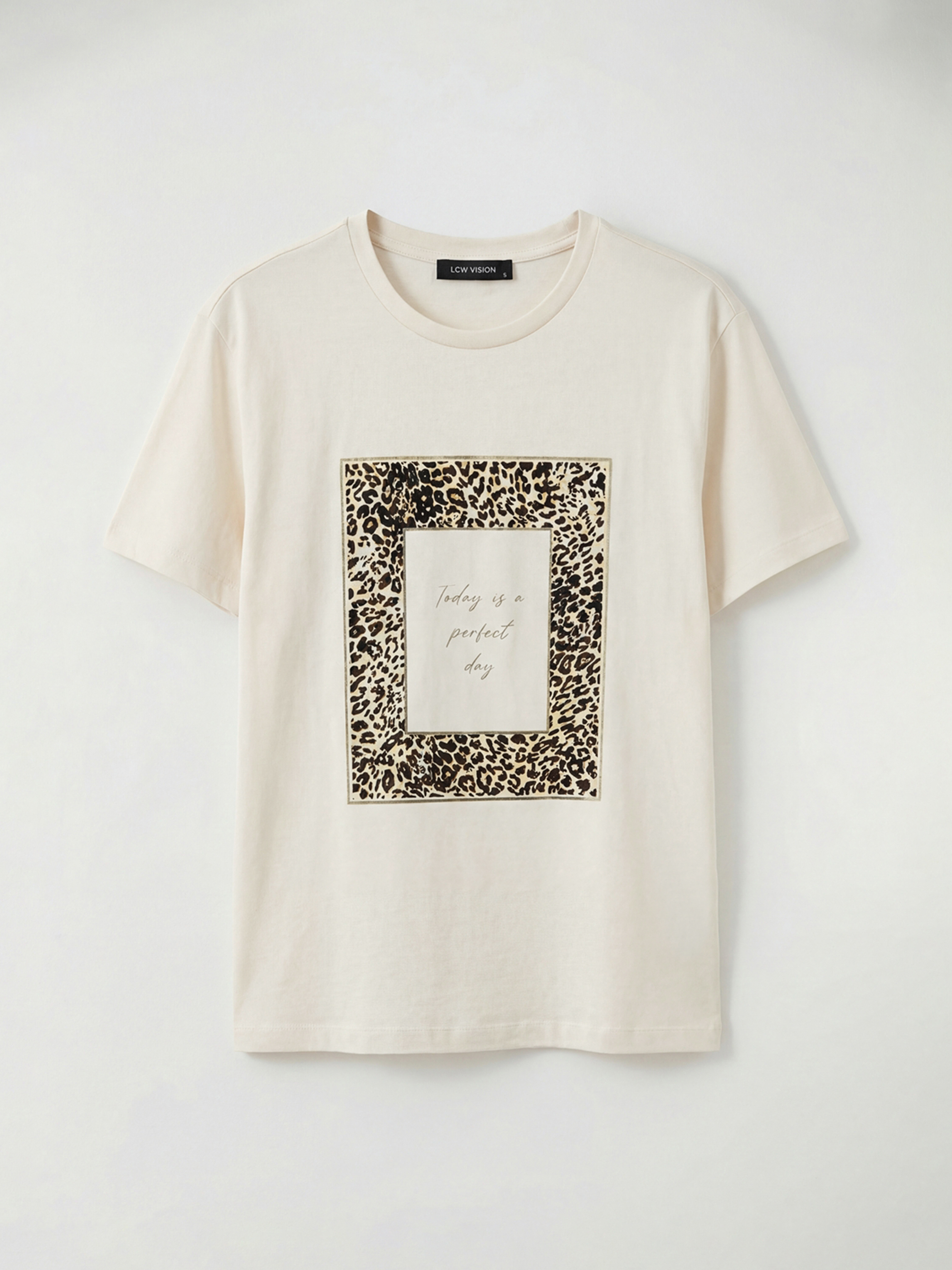 LCW Vision Leopard Print Crew Neck Women's T-Shirt - S6CK19Z8-FDU