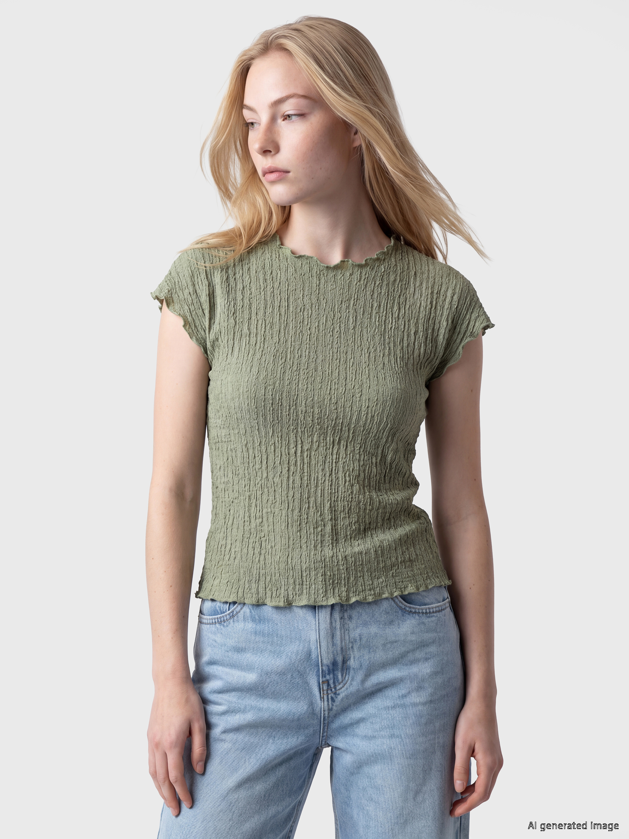 XSIDE Crew Neck Textured Blouse
