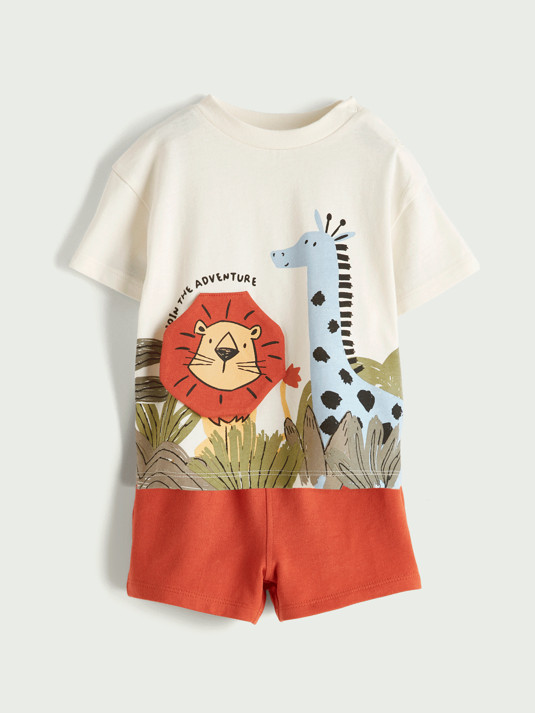 Crew Neck Animal Printed Baby Boys' Set-1