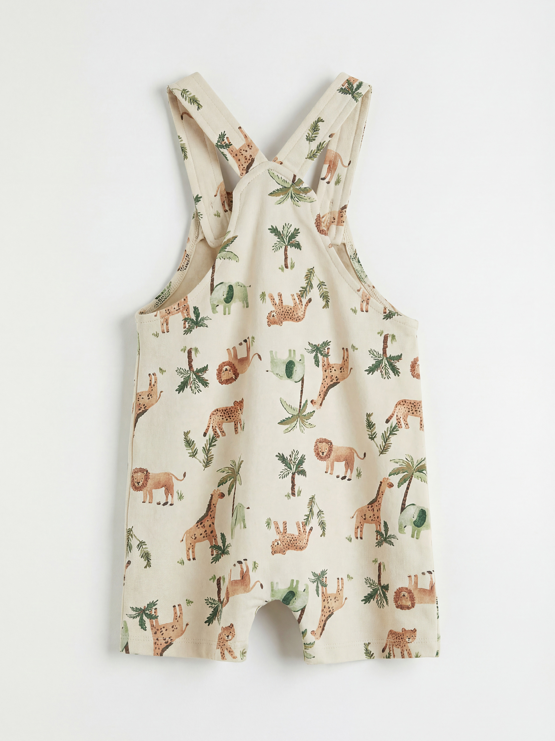 Bej Desenli Askılı Erkek Bebek Tulum-1