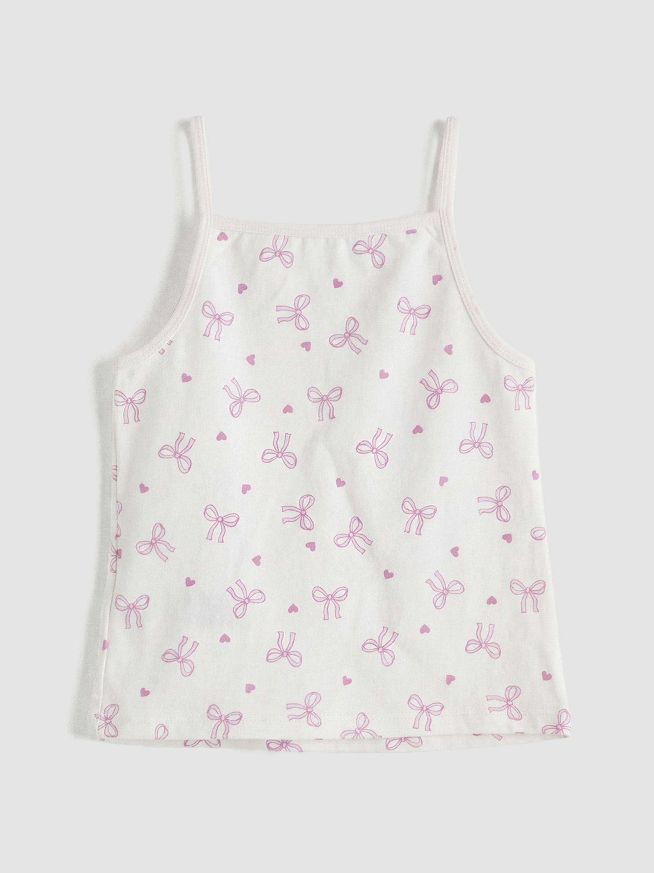 Pembe Fiyonk Baskılı İp Askılı Kız Çocuk Atlet  2'li-4