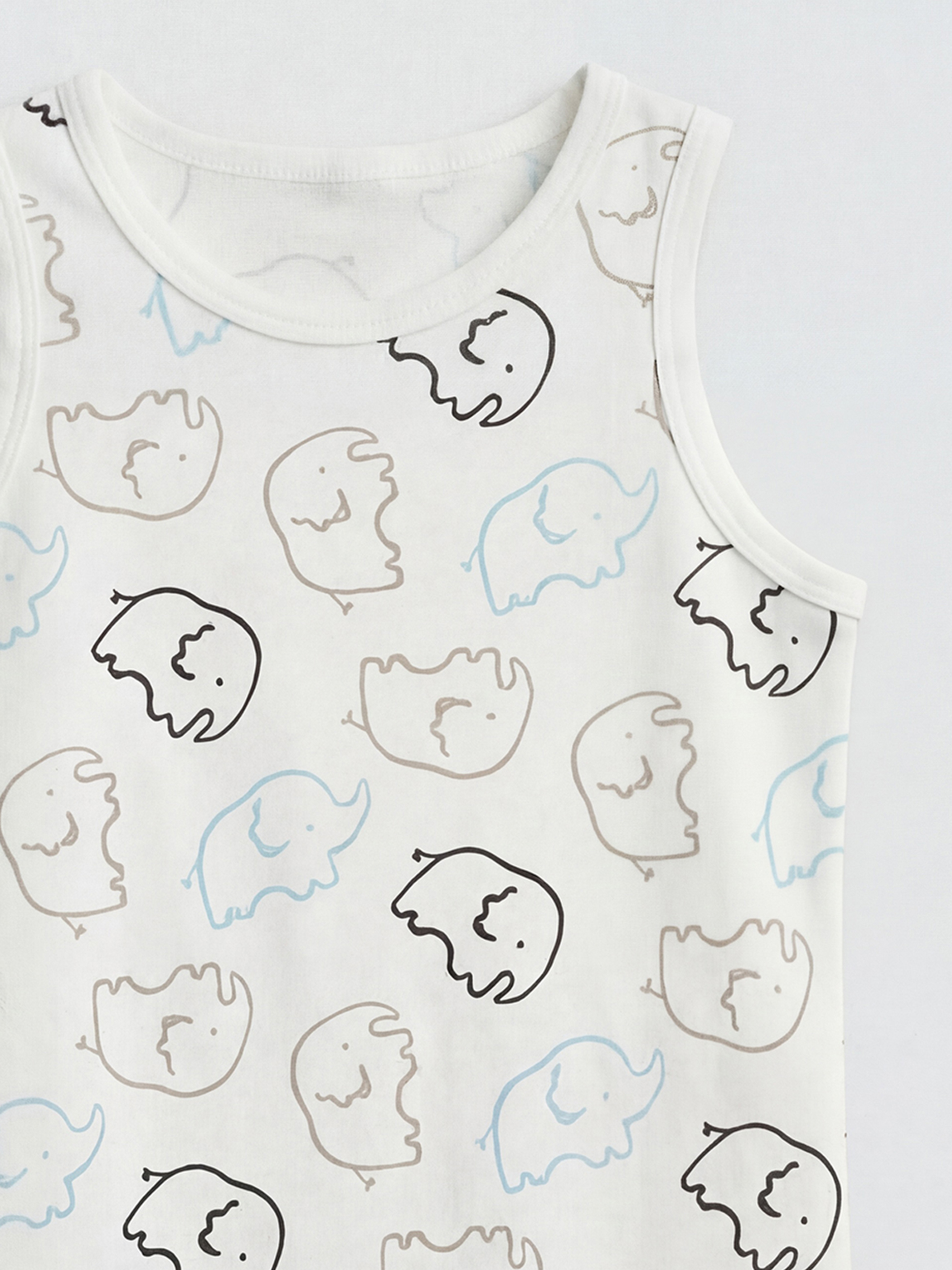 Ekru Desenli Erkek Bebek Çıtçıtlı Body 3'lü-16