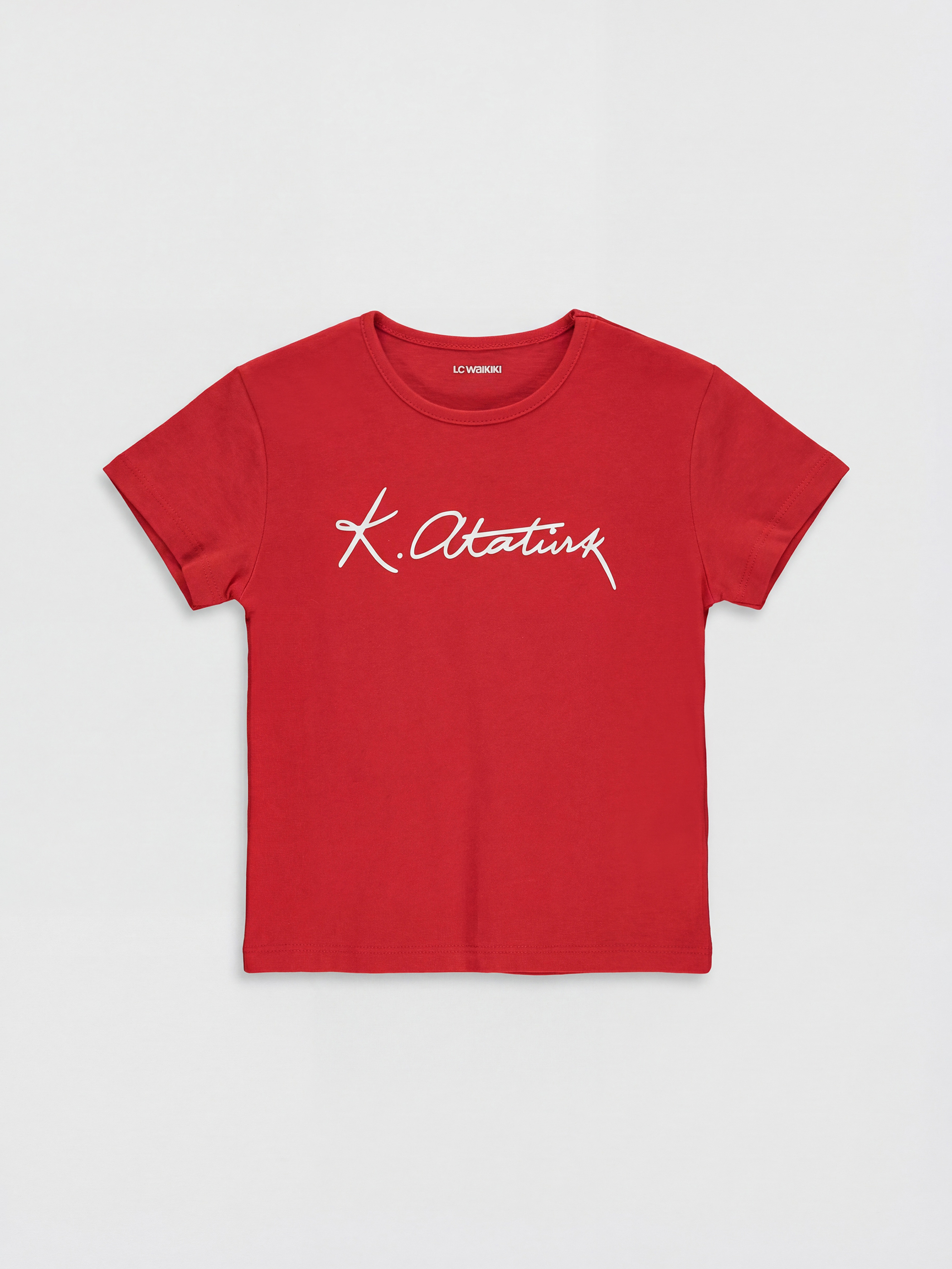 LCW Kids Bisiklet Yaka Atatürk Baskılı Kız Çocuk Tişört - S6DC93Z1-HC3