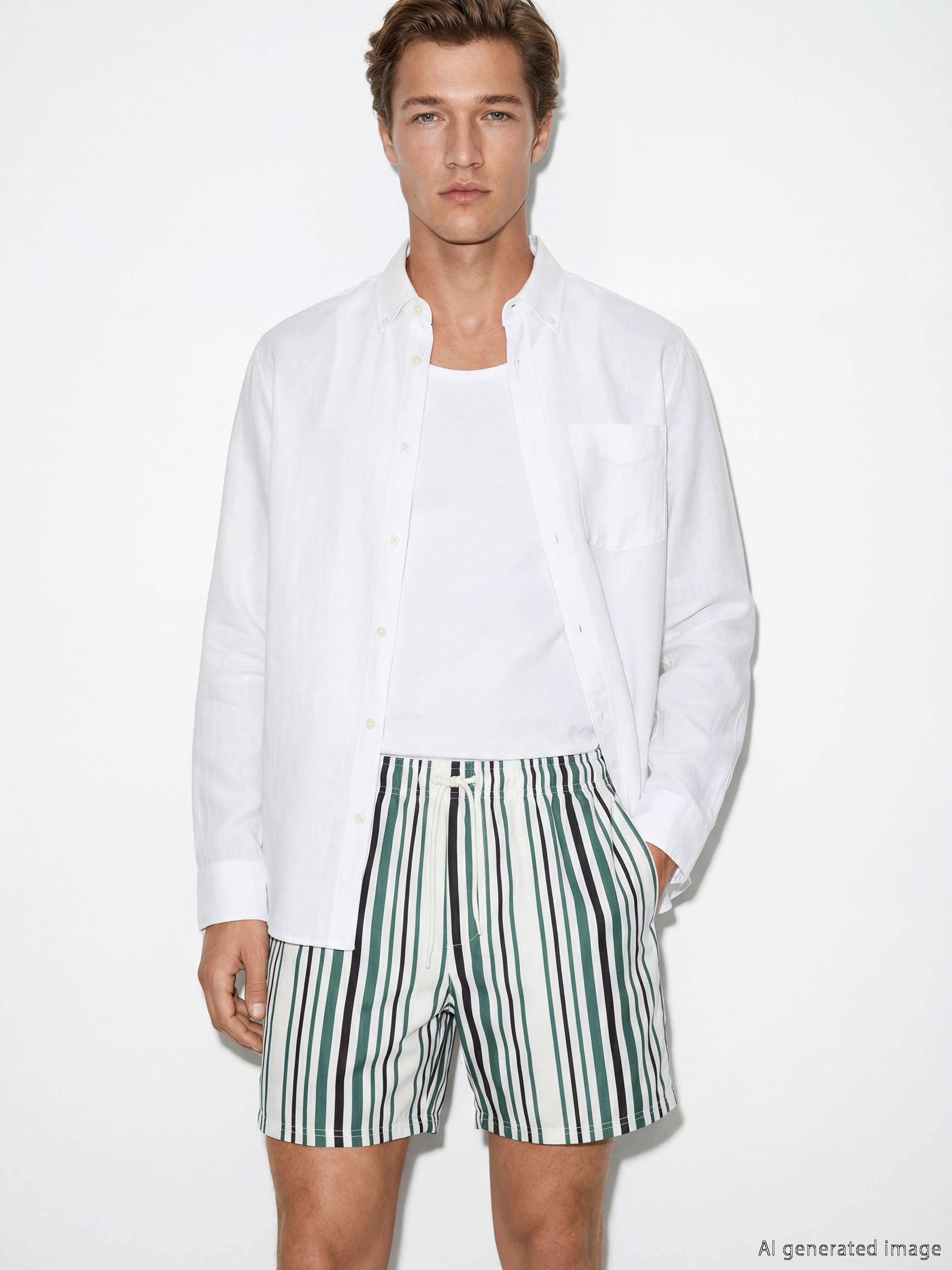 Short Striped Men's Swim Shorts