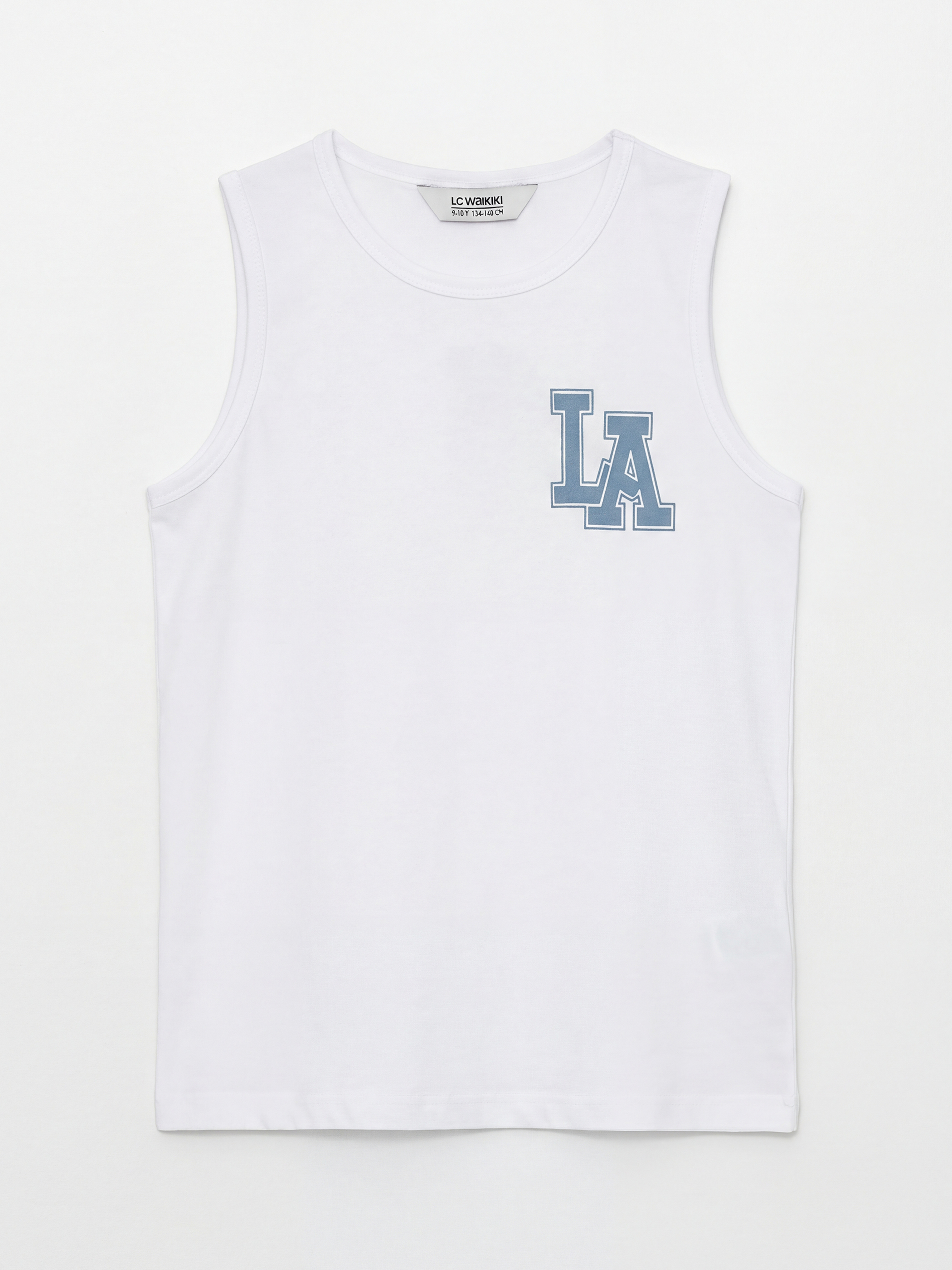 Beyaz Bisiklet Yaka Erkek Çocuk Atlet ve Deniz Şortu-1