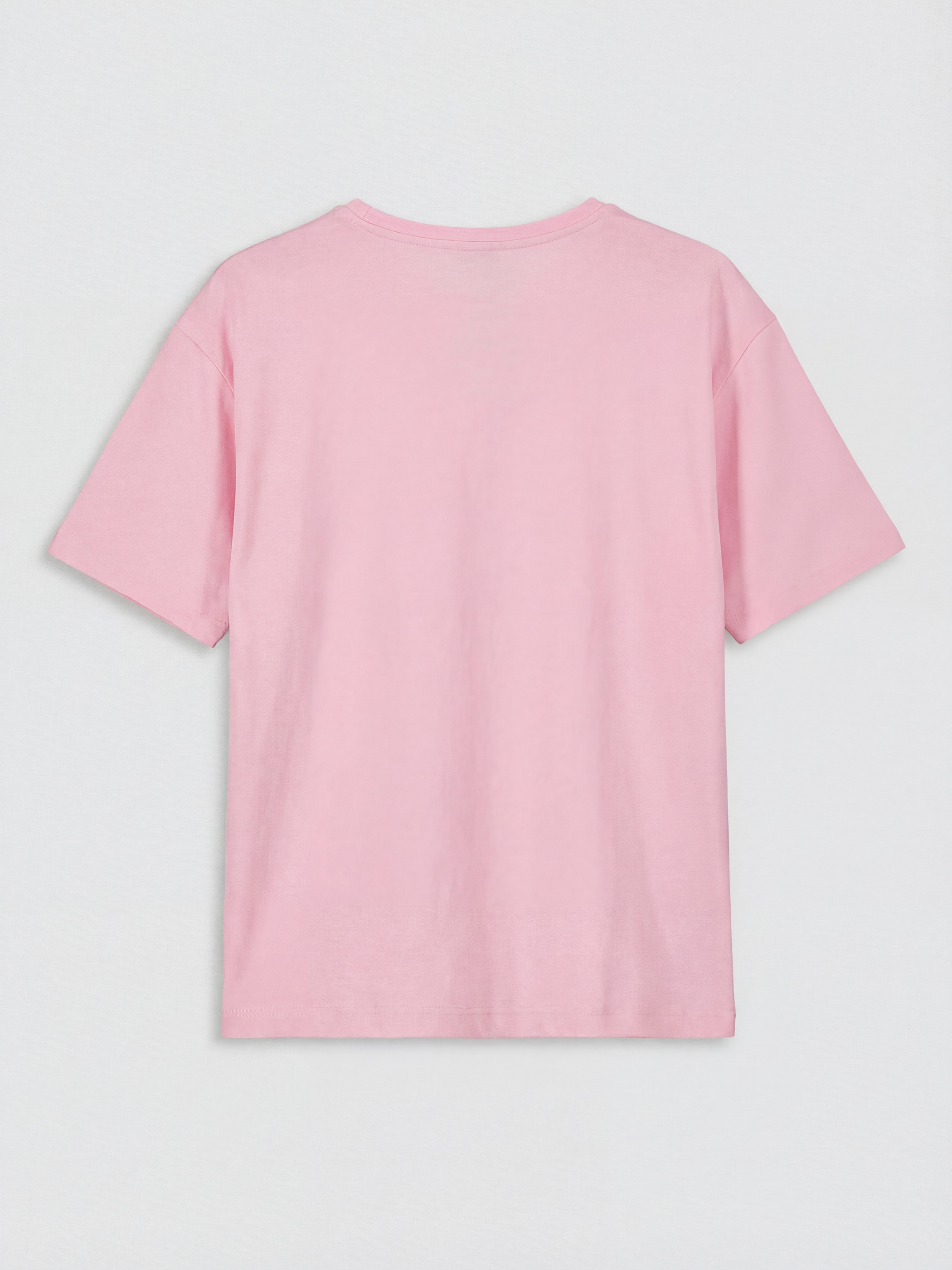 Pembe Bisiklet Yaka Desenli Kız Çocuk Tişört-1