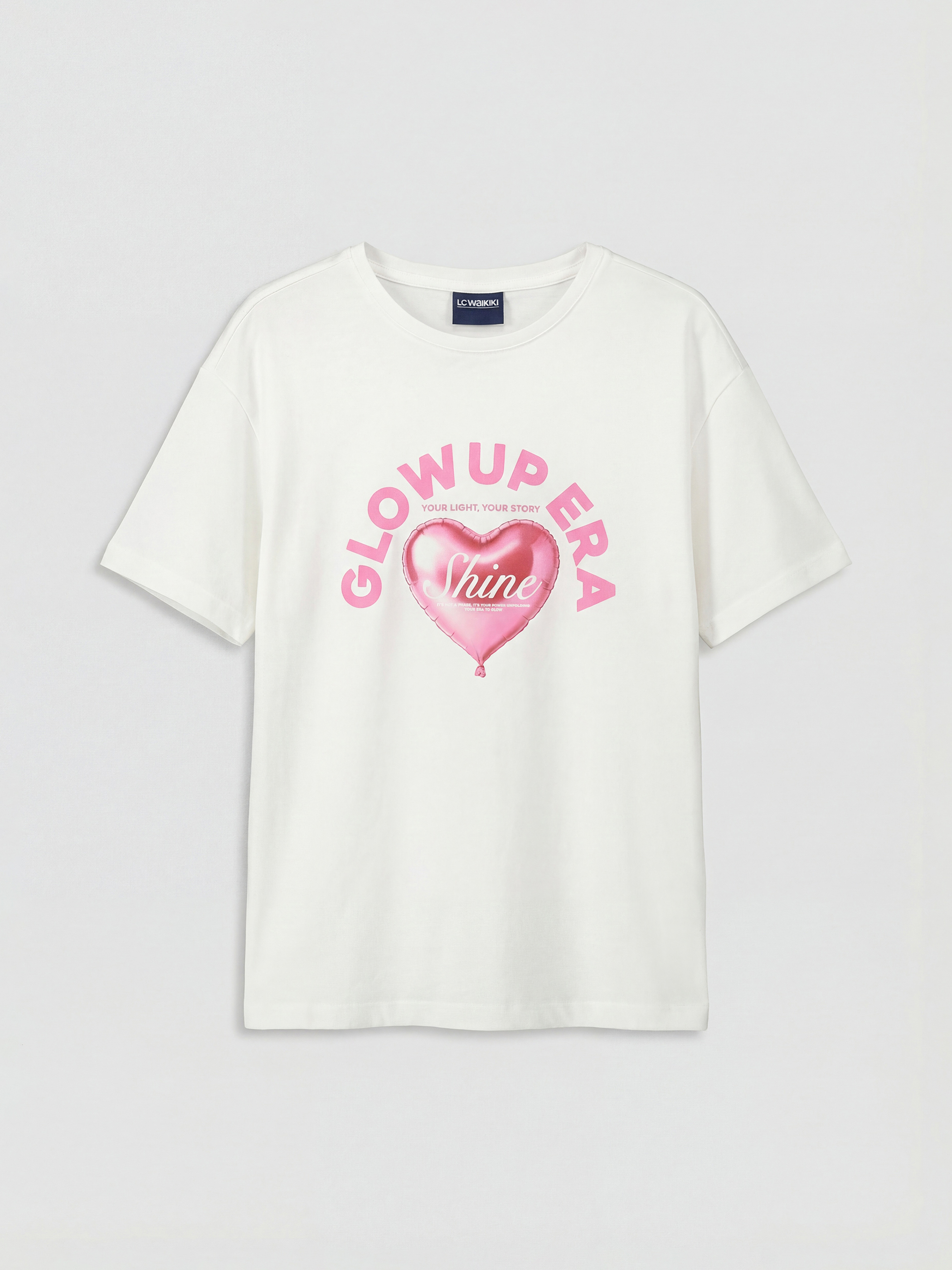 تيشيرت مطبوع برقبة دائرية للبنات - عبوتان-1