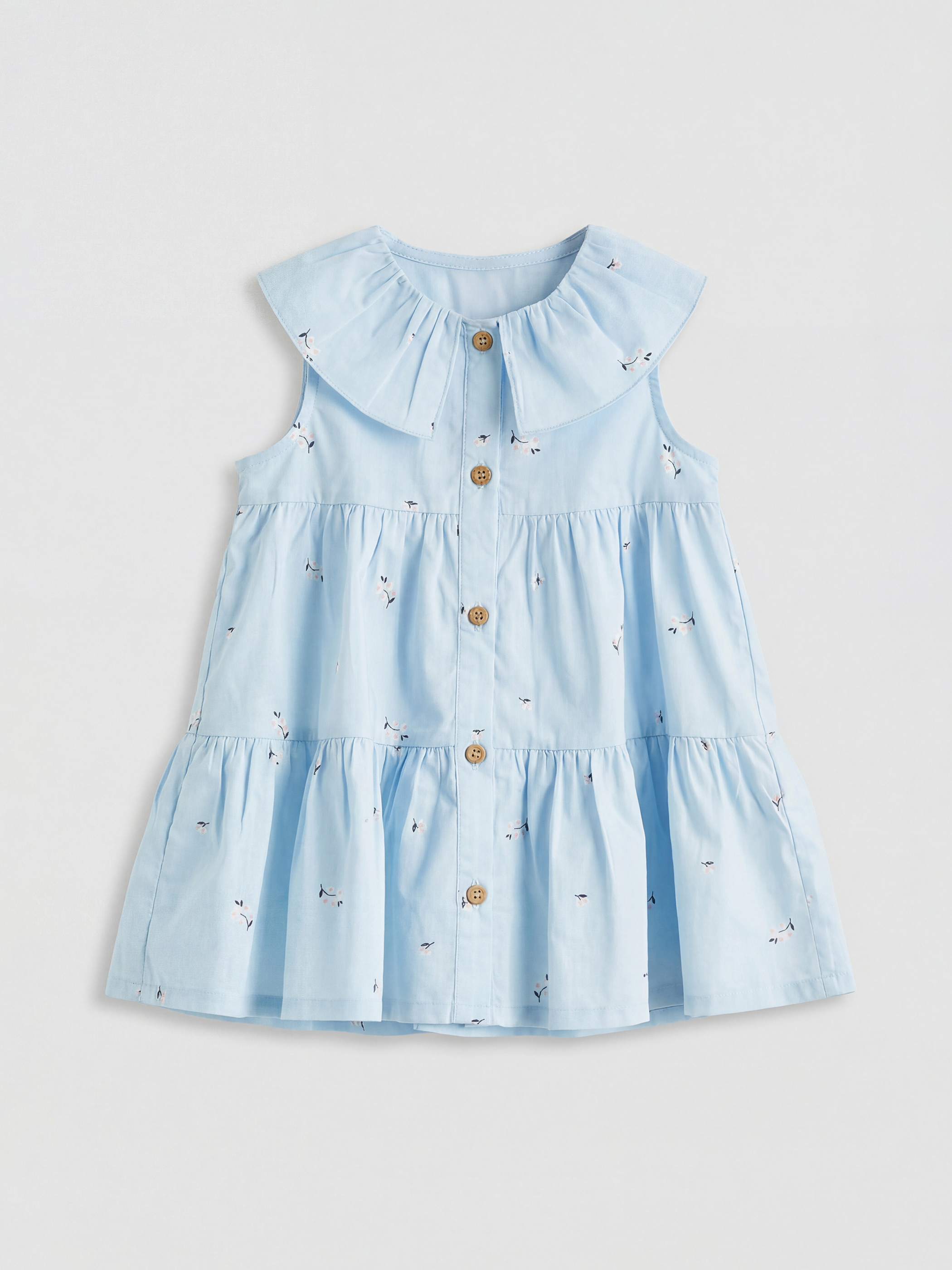 LCW baby Bebe Yaka Çiçekli Kız Bebek Elbise