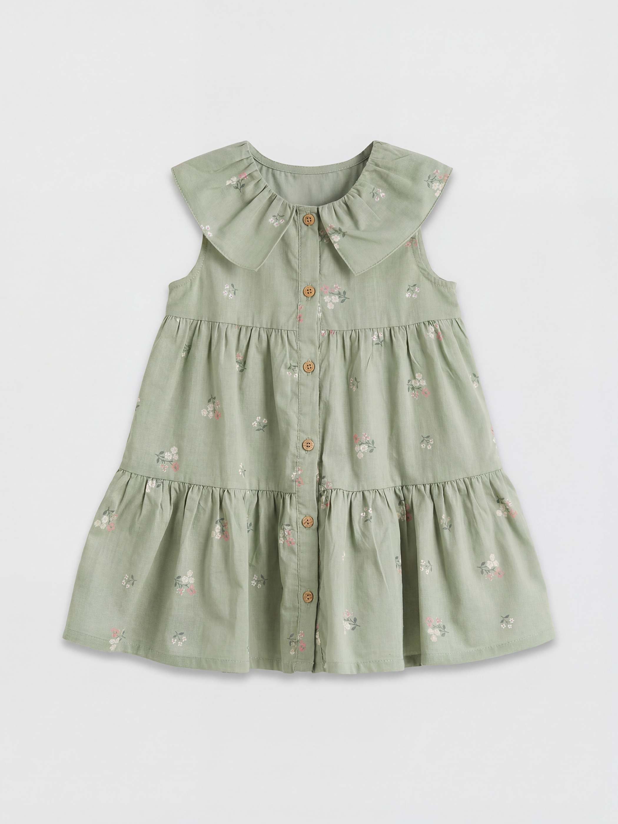 LCW baby Bebe Yaka Çiçekli Kız Bebek Elbise - S6DP47Z1-LRF