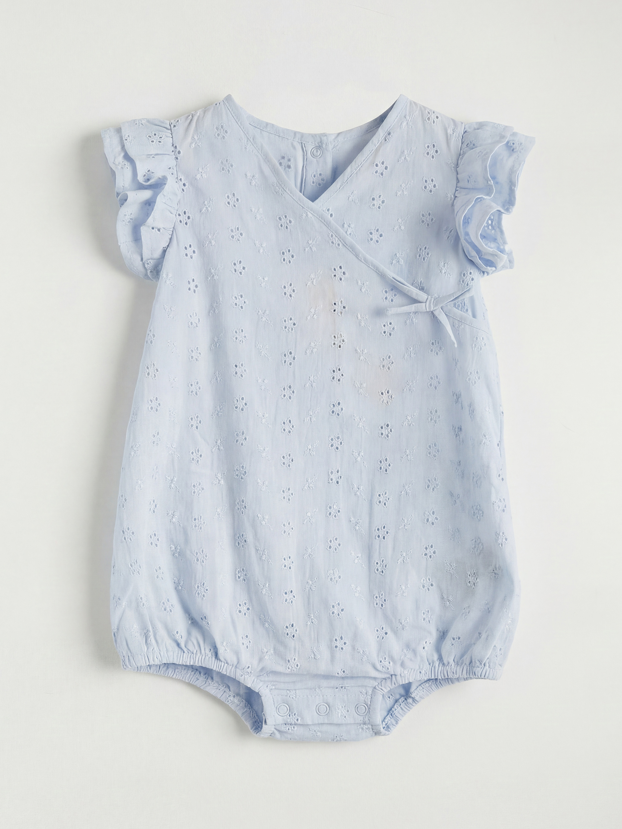 LCW baby Double Breasted Collar Embroidered Broderie Baby Girls' Jumpsuit