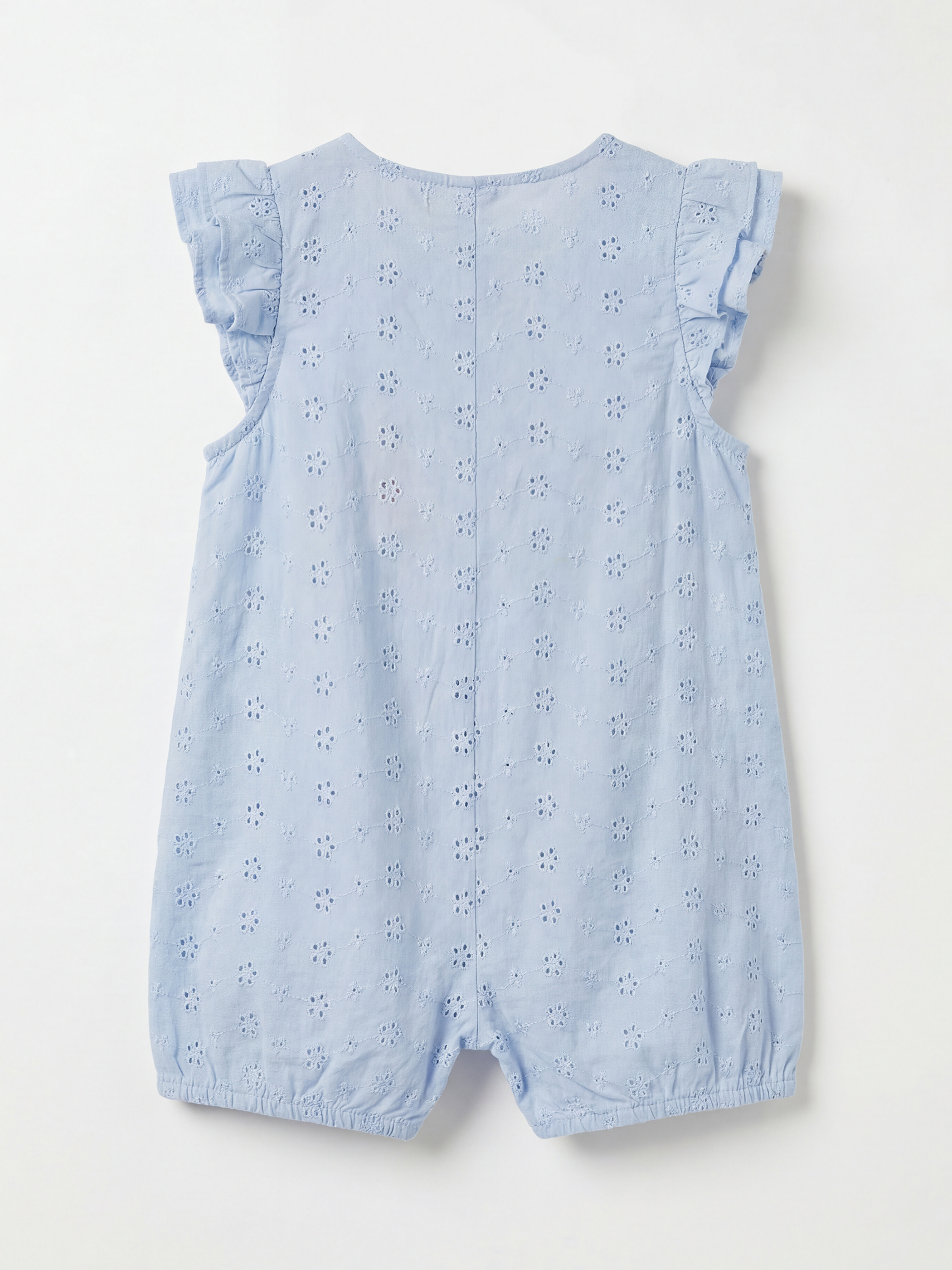 Double Breasted Collar Embroidered Broderie Baby Girls' Jumpsuit-1