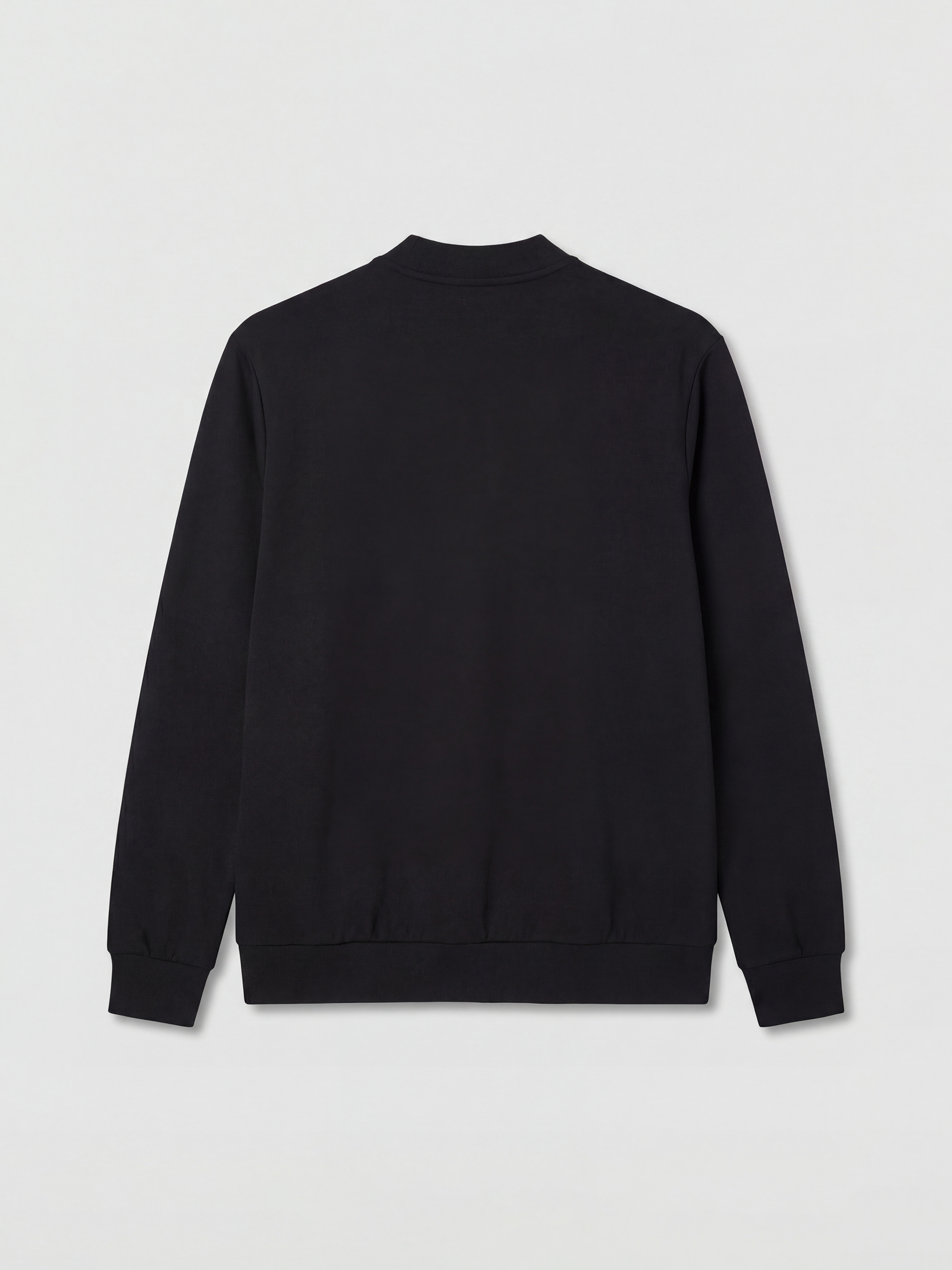 Siyah Standart Kalıp Erkek Fermuarlı Sweatshirt-1