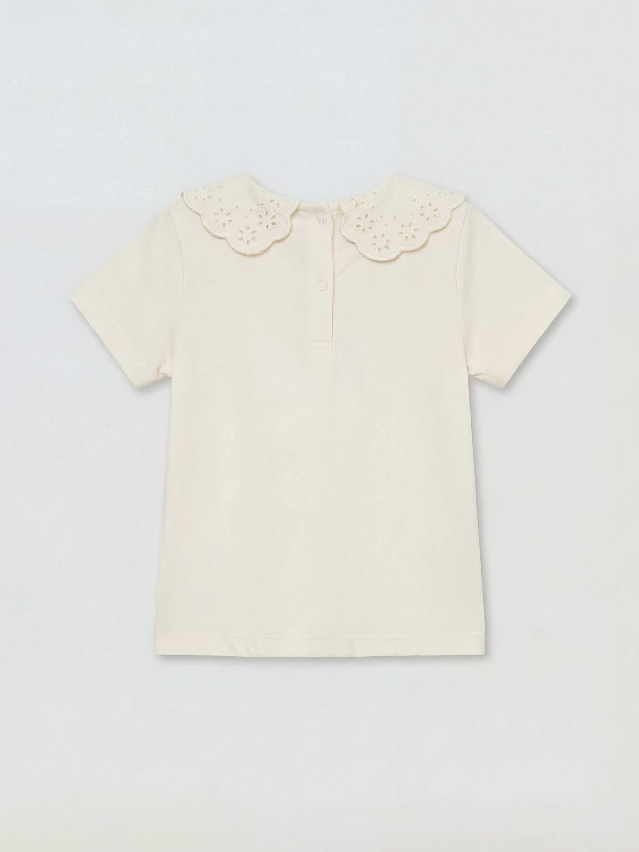 Ekru Nakışlı Kız Bebek Tişört ve Şort Takım-1