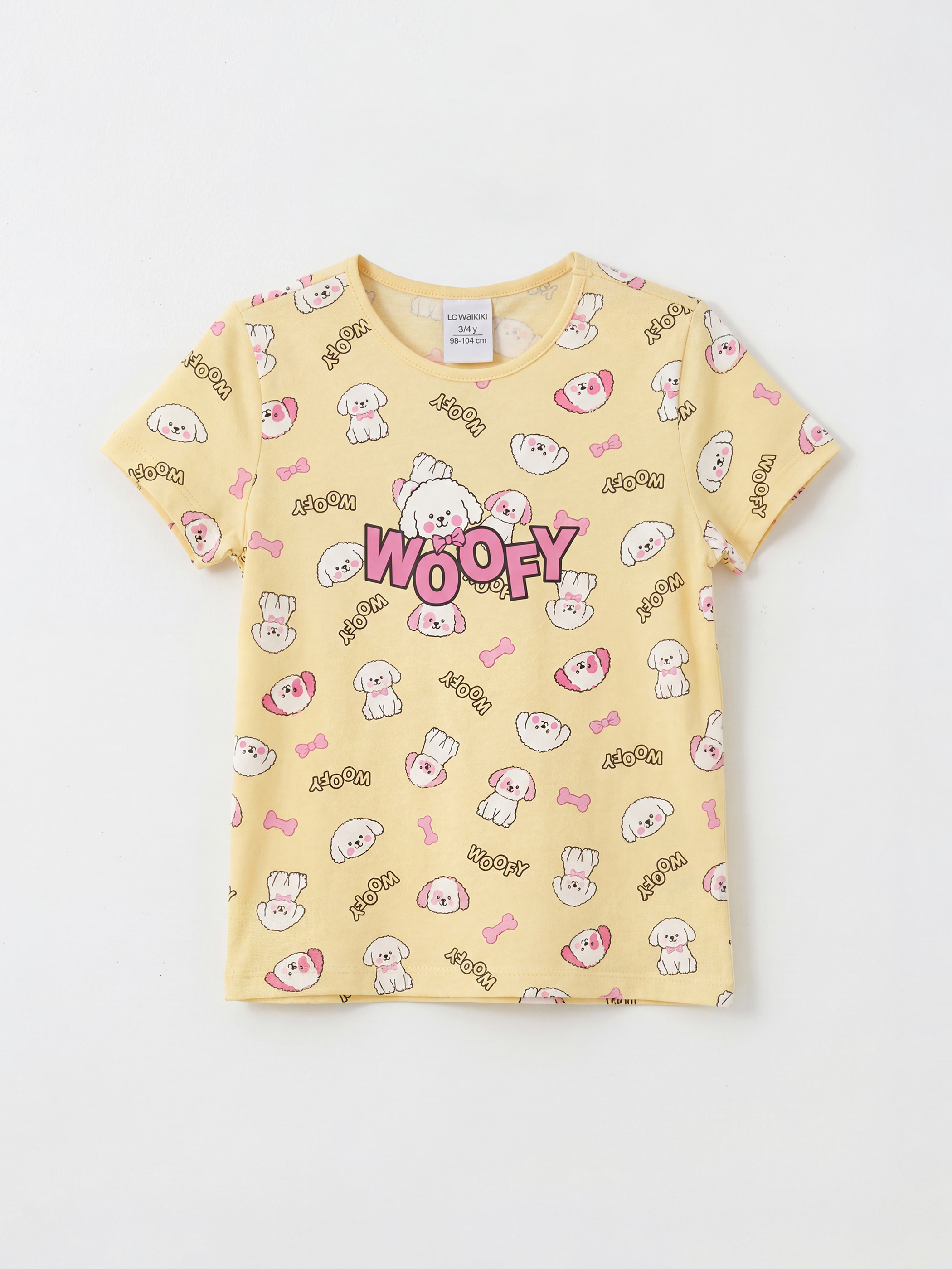 Sarı Bisiklet Yaka Kız Çocuk Pijama Takımı-1