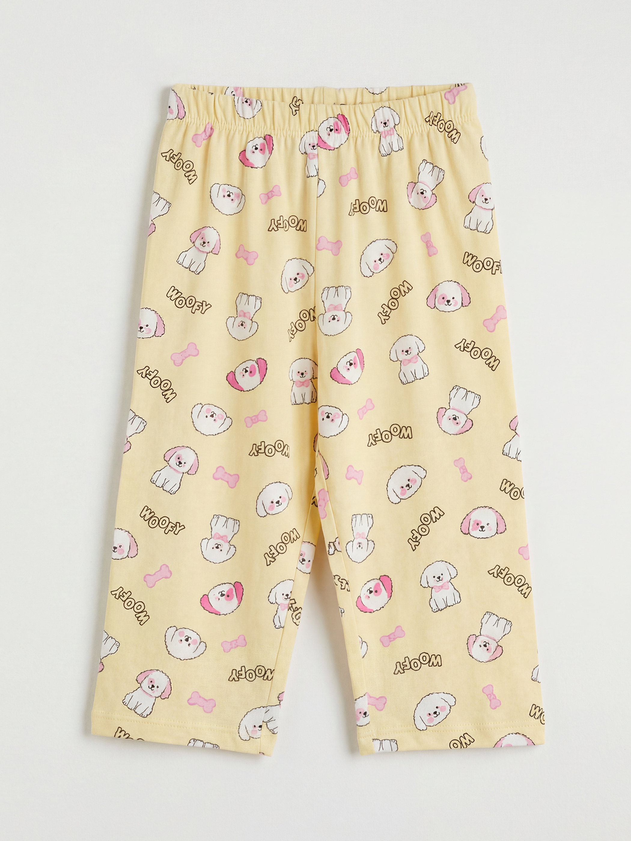 Sarı Bisiklet Yaka Kız Çocuk Pijama Takımı-3