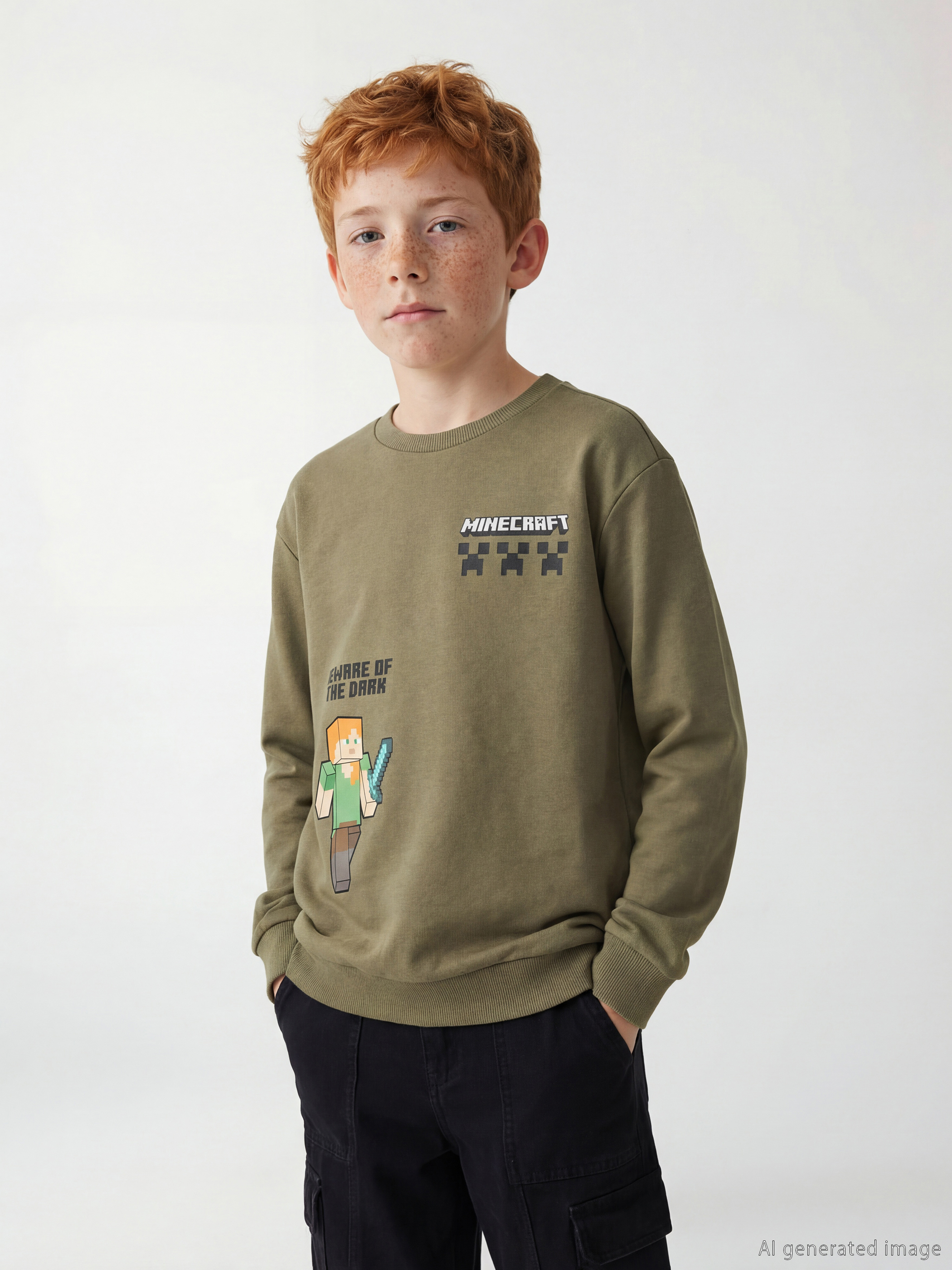LCW Kids Erkek Çocuk Minecraft Baskılı Sweatshirt - S6DY51Z4-GXF