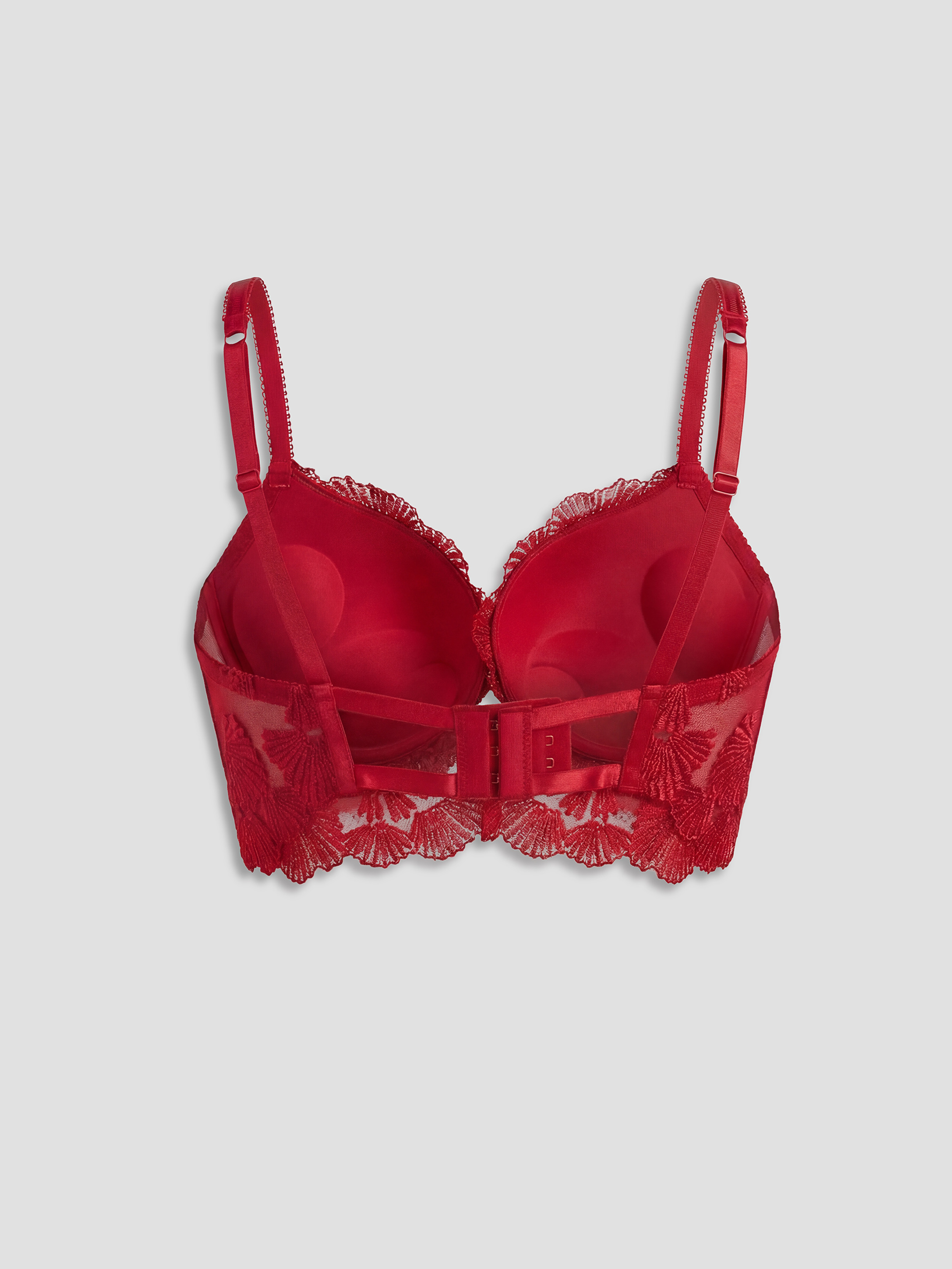 Kırmızı Balenli Dolgulu Brode Fantezi Tişört Sütyen-1