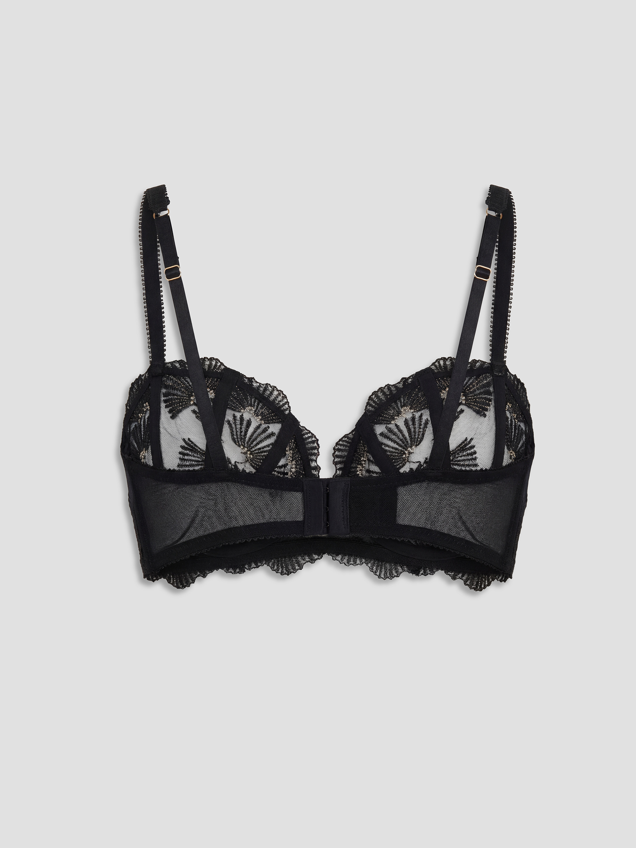 Siyah Balenli Pedsiz Brode Fantezi Straplez Sütyen-1