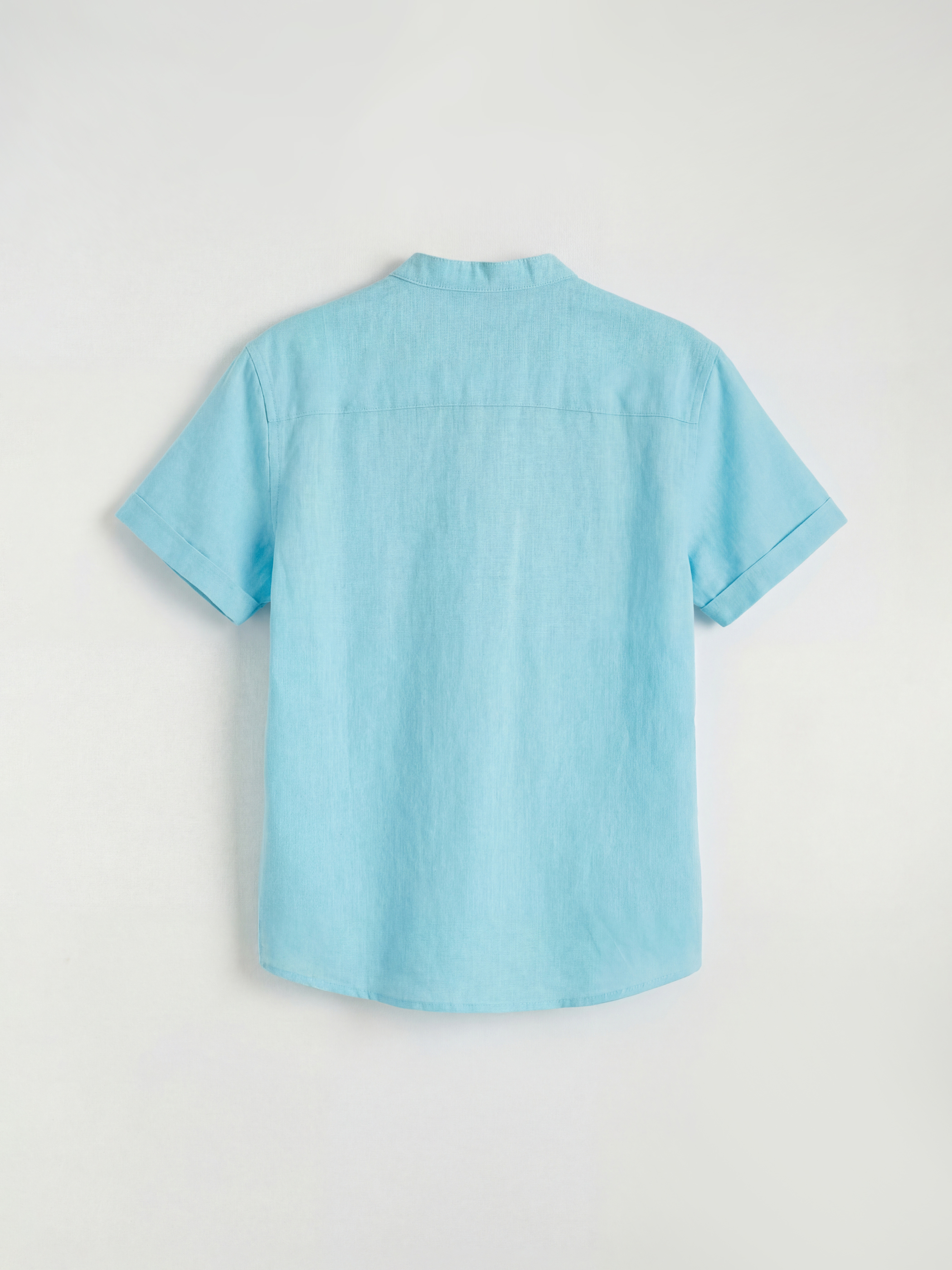 Mavi Hakim Yaka Kısa Kollu Erkek Çocuk Gömlek-1