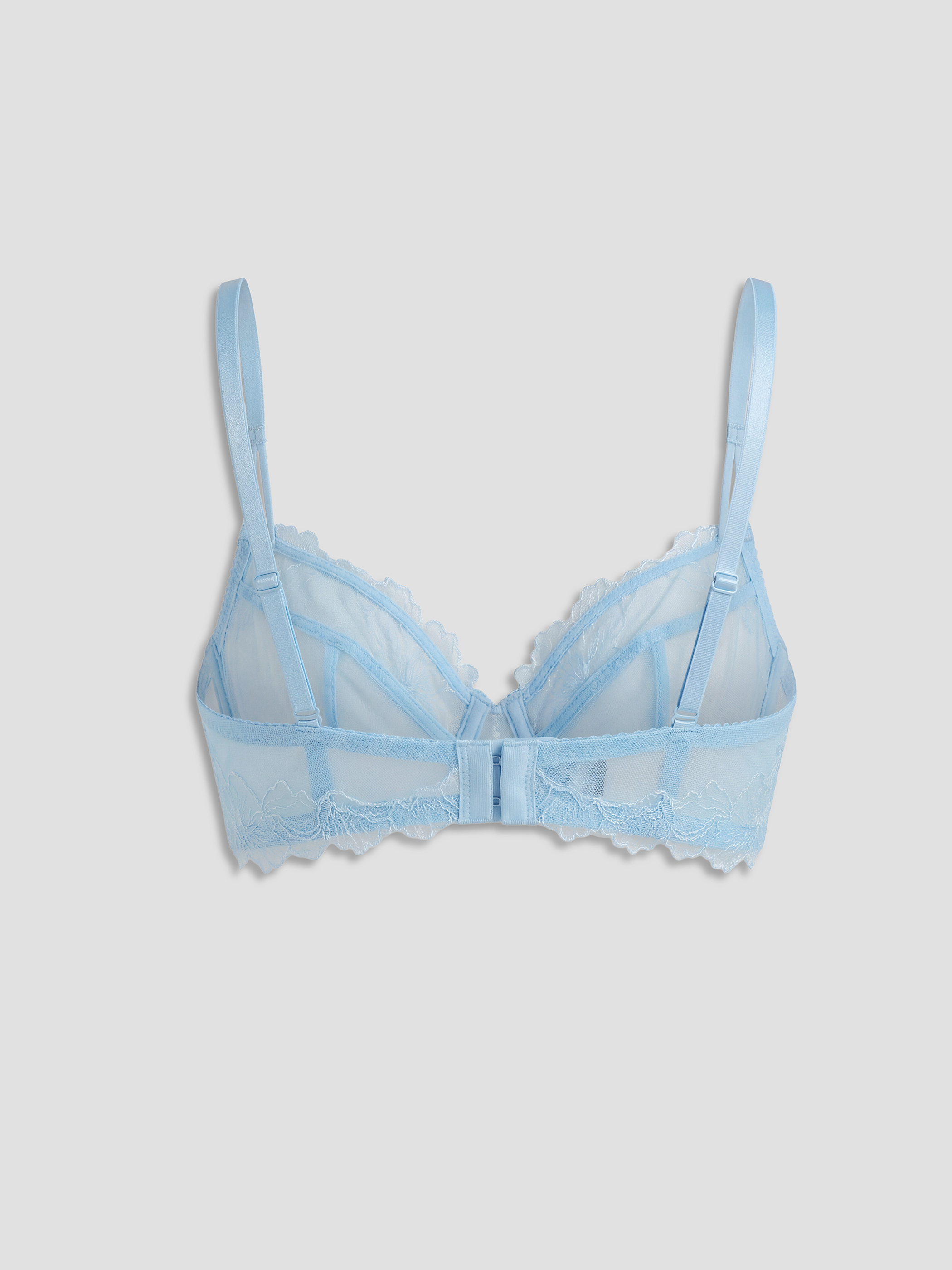 Mavi Balenli Dolgusuz Brode Fantezi Tişört Sütyen-1