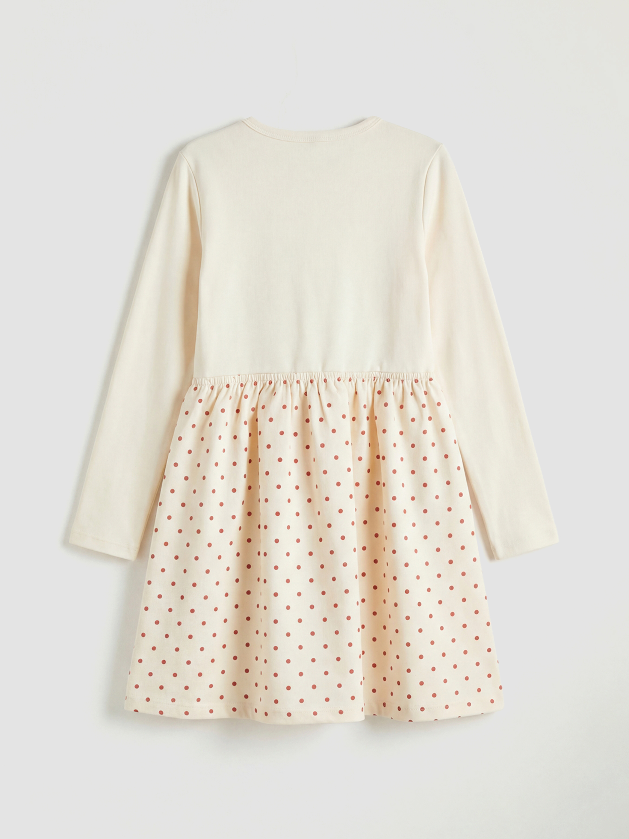 Crew Neck Polka Dot Girls' Poplin Dress-1