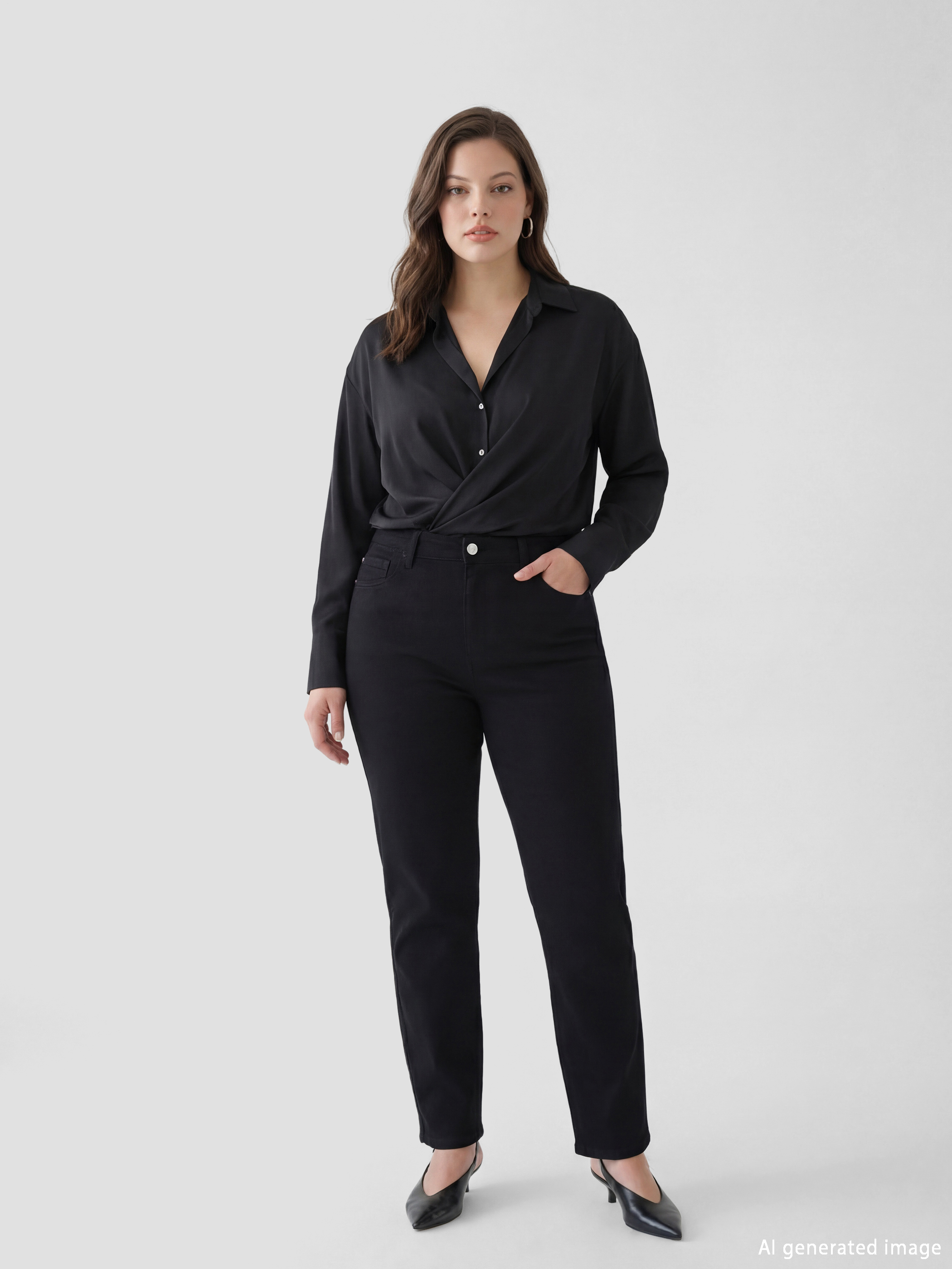 Siyah Slim Fit Kadın Jean Pantolon	-2