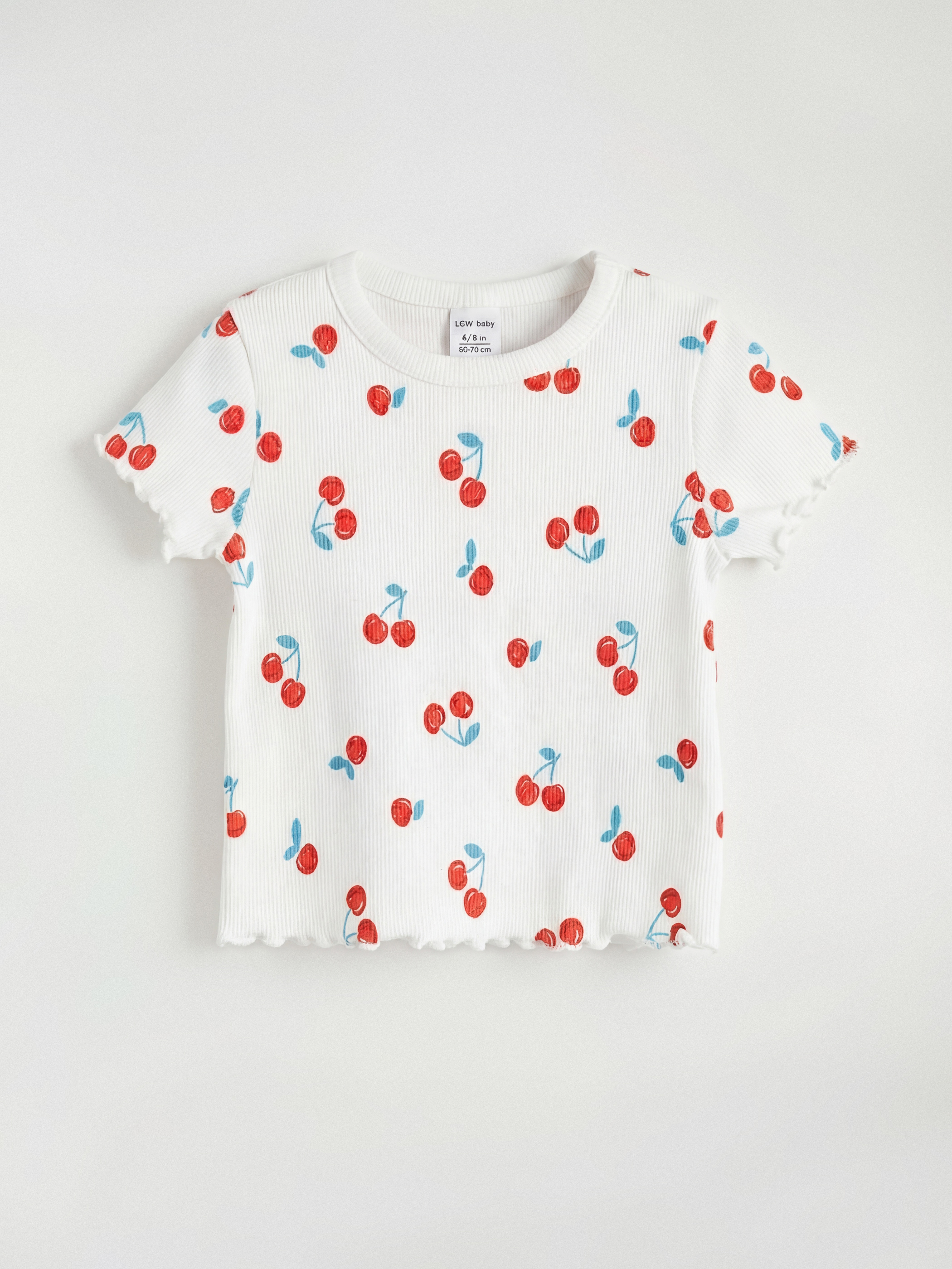 Ekru Kiraz Baskılı Kız Bebek Şortlu Takım-1