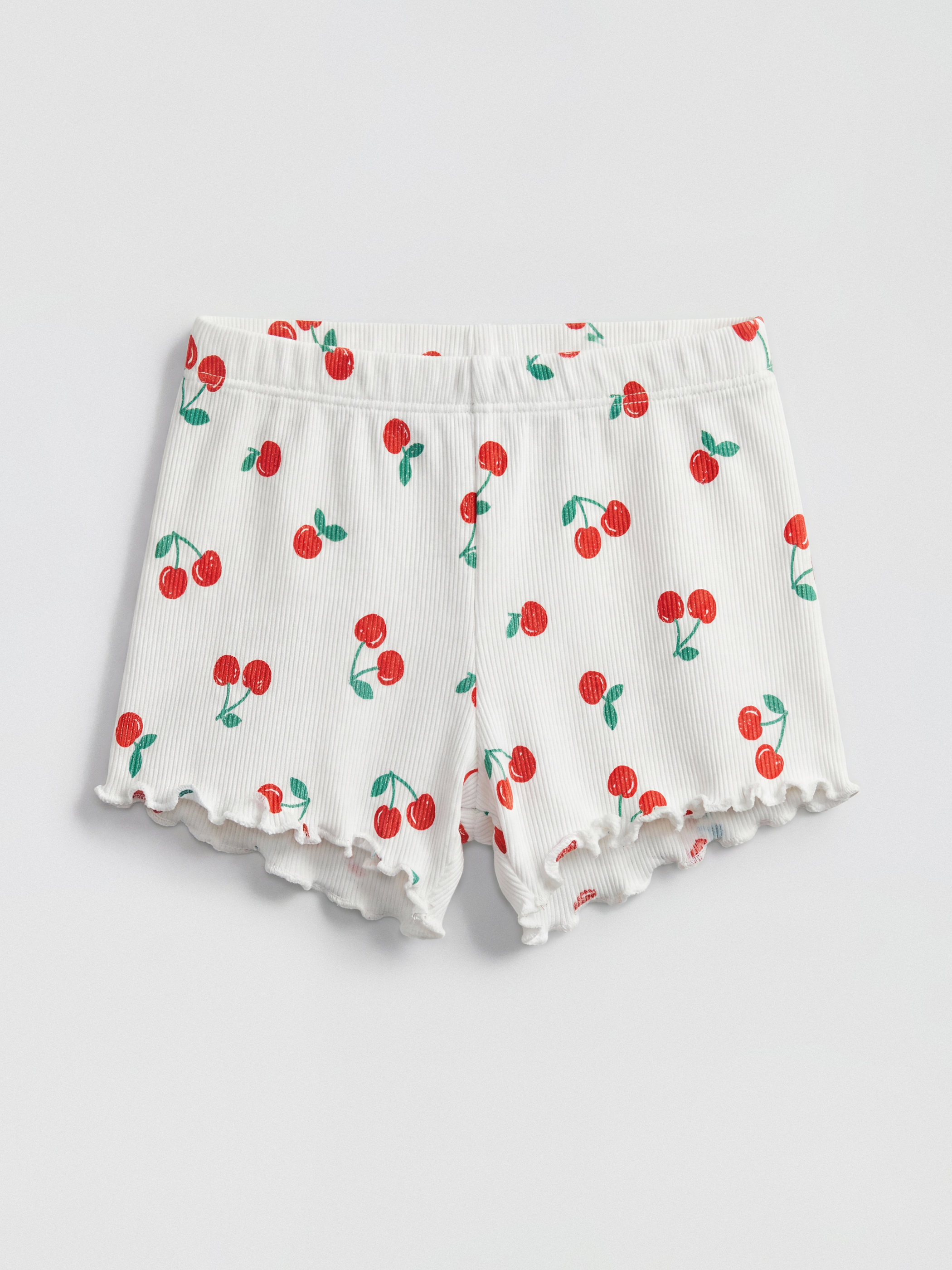 Ekru Kiraz Baskılı Kız Bebek Şortlu Takım-3