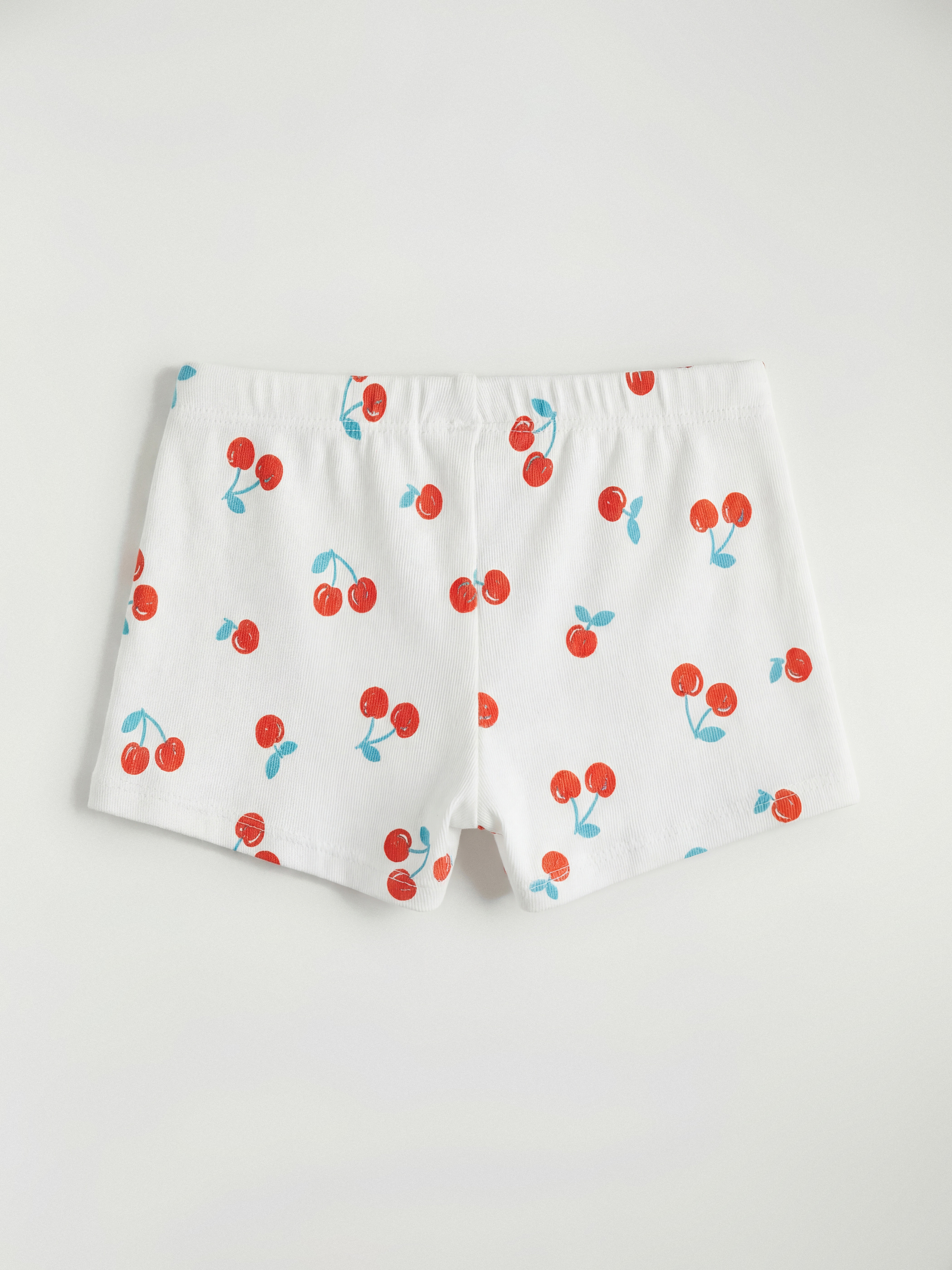 Ekru Kiraz Baskılı Kız Bebek Şortlu Takım-4