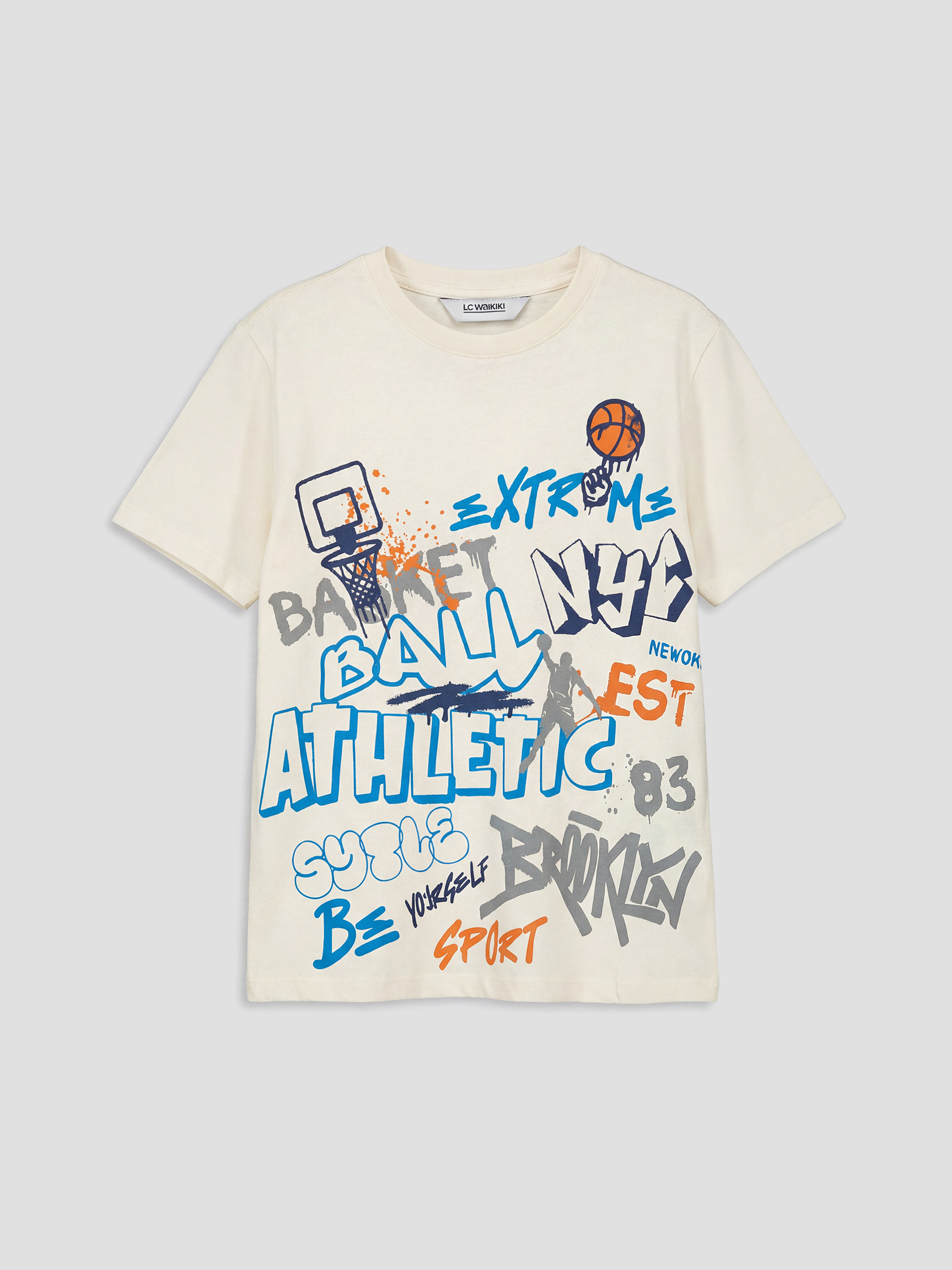 Ekru Bisiklet Yaka Erkek Çocuk Şortlu Pijama Takımı-2