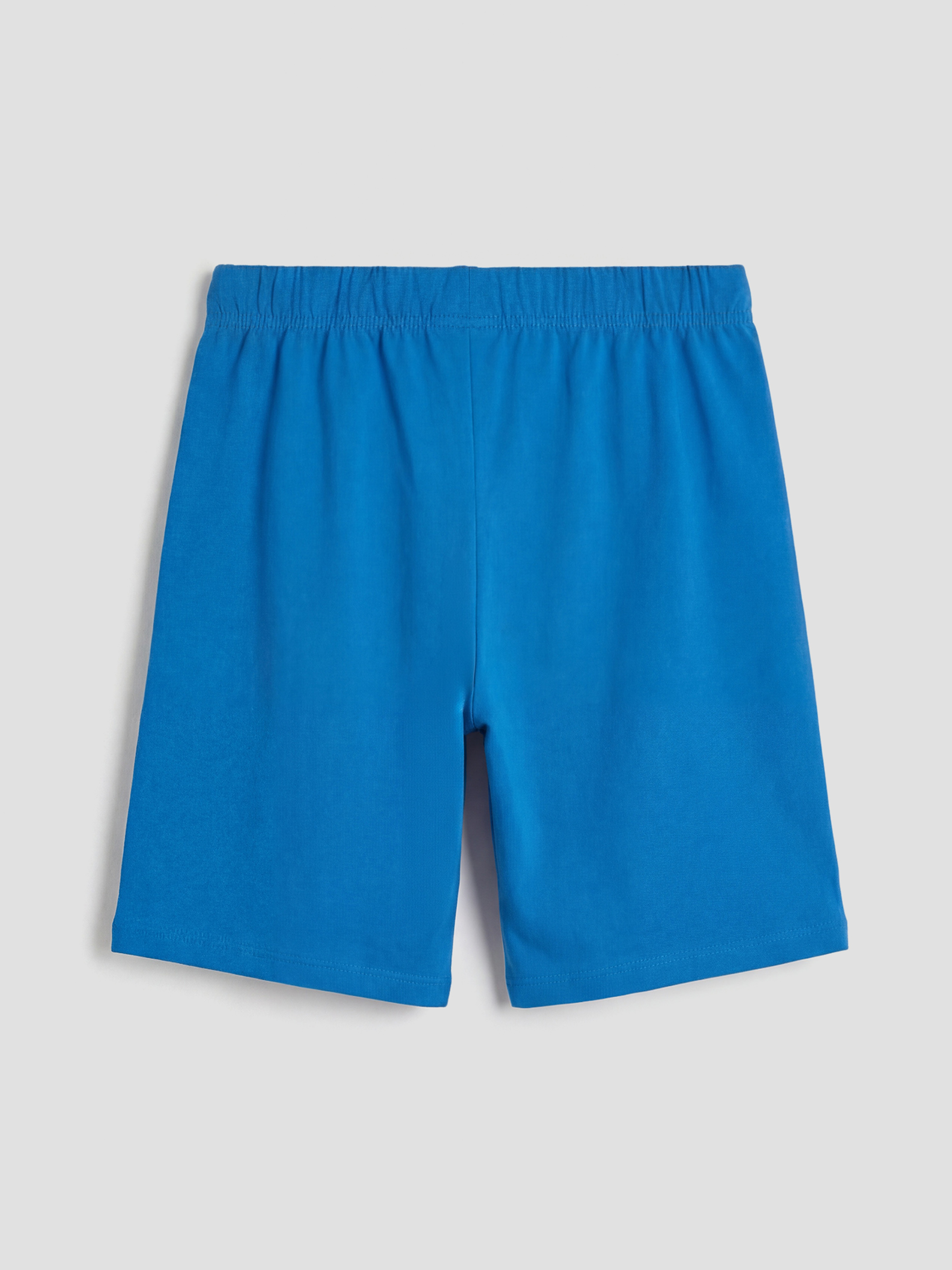 Ekru Bisiklet Yaka Erkek Çocuk Şortlu Pijama Takımı-5