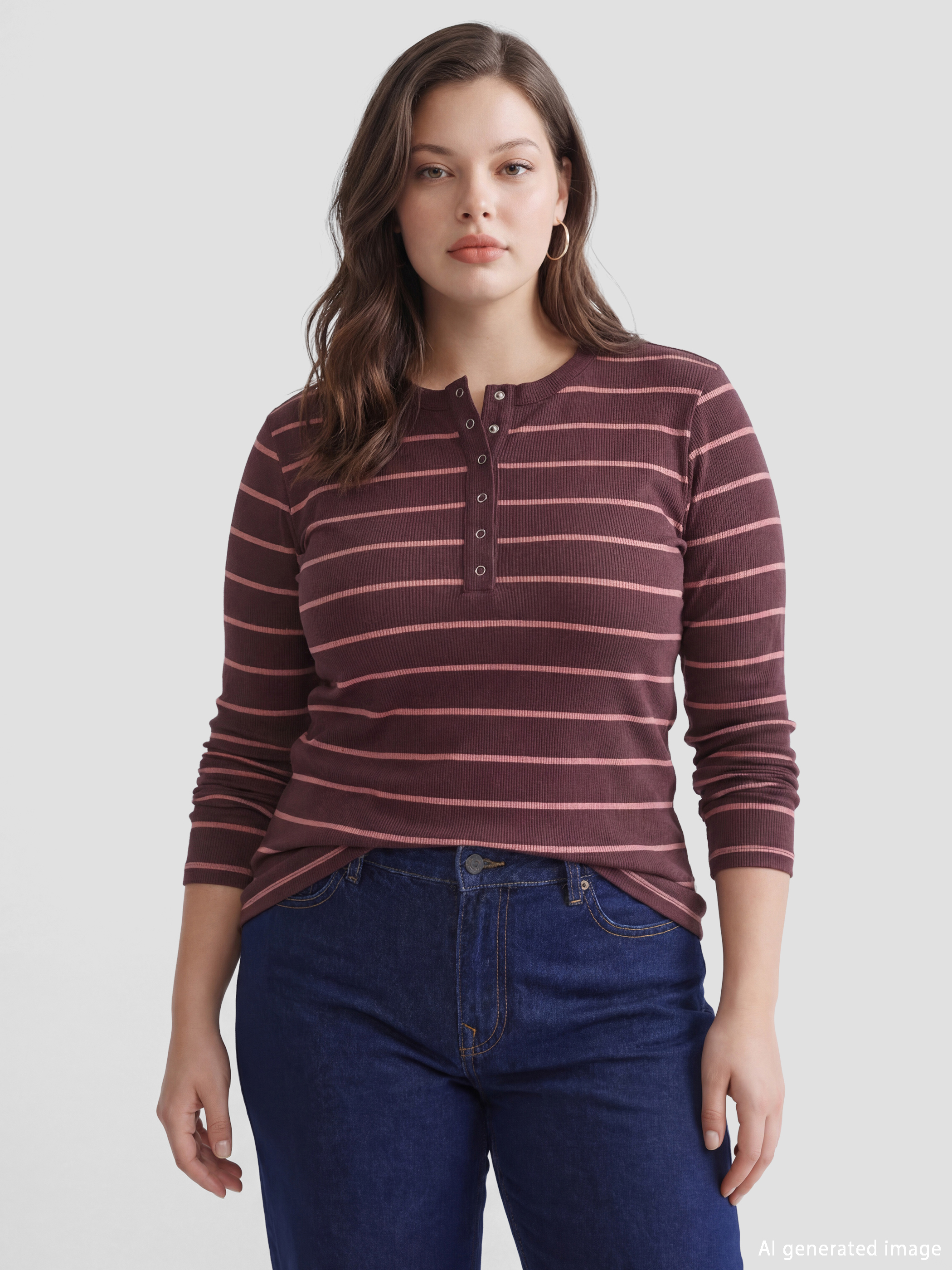 Полосатый боди с круглым вырезом.-1