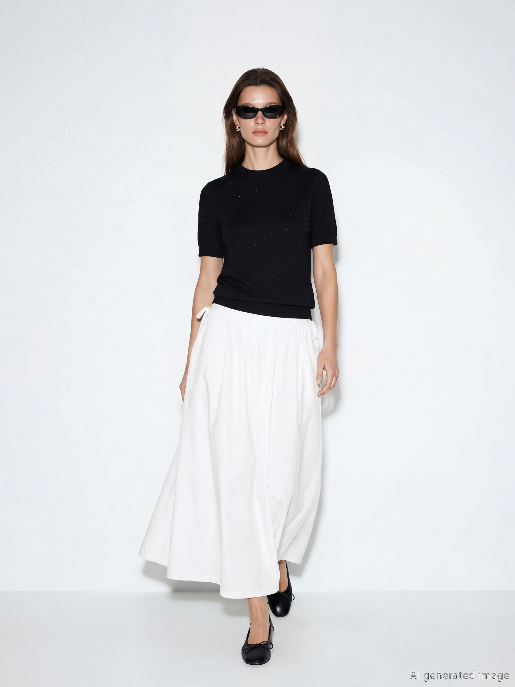 LCW Modest Waist Zippered Lace-up Flared Skirt