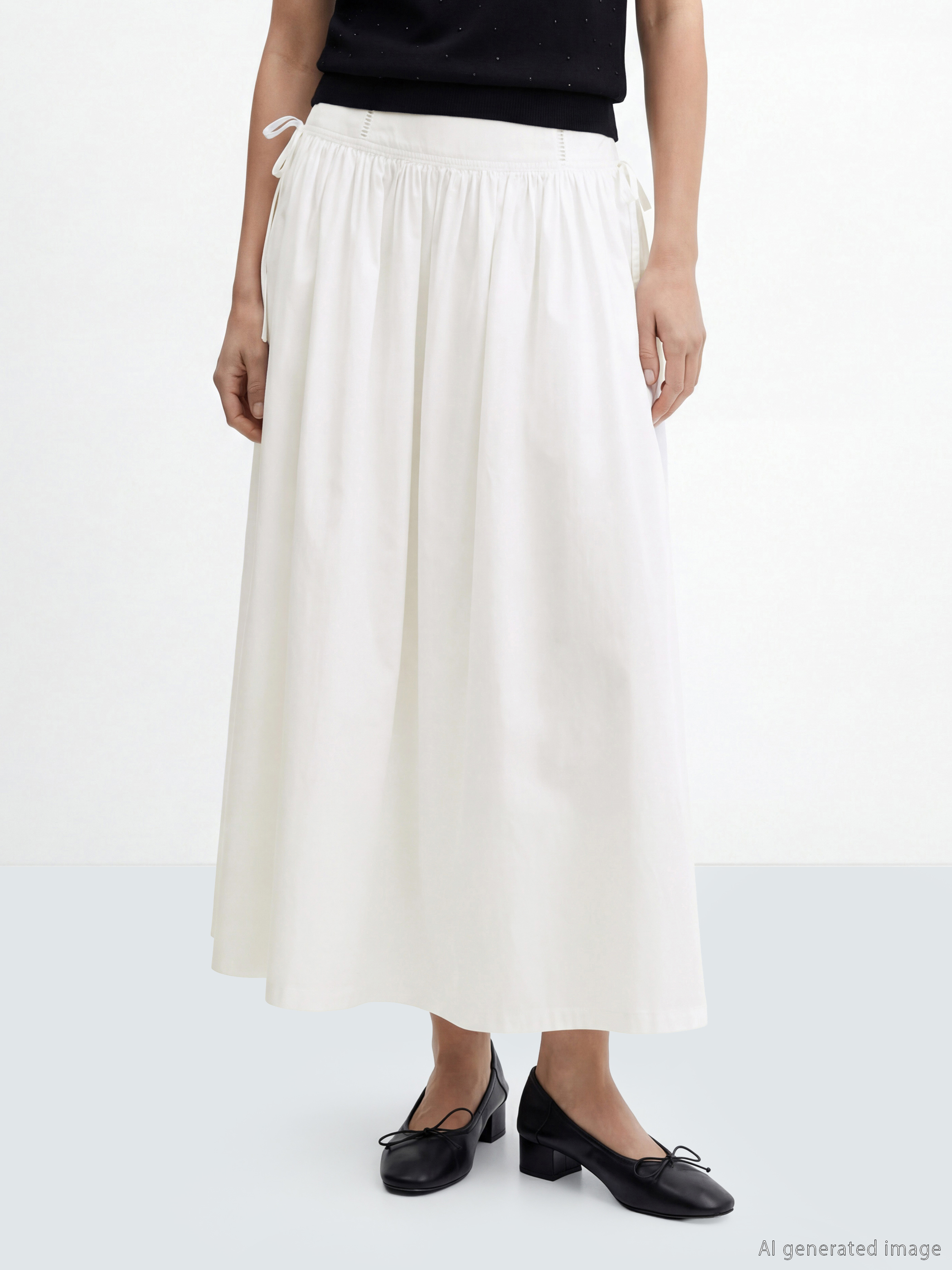 Waist Zippered Lace-up Flared Skirt-1