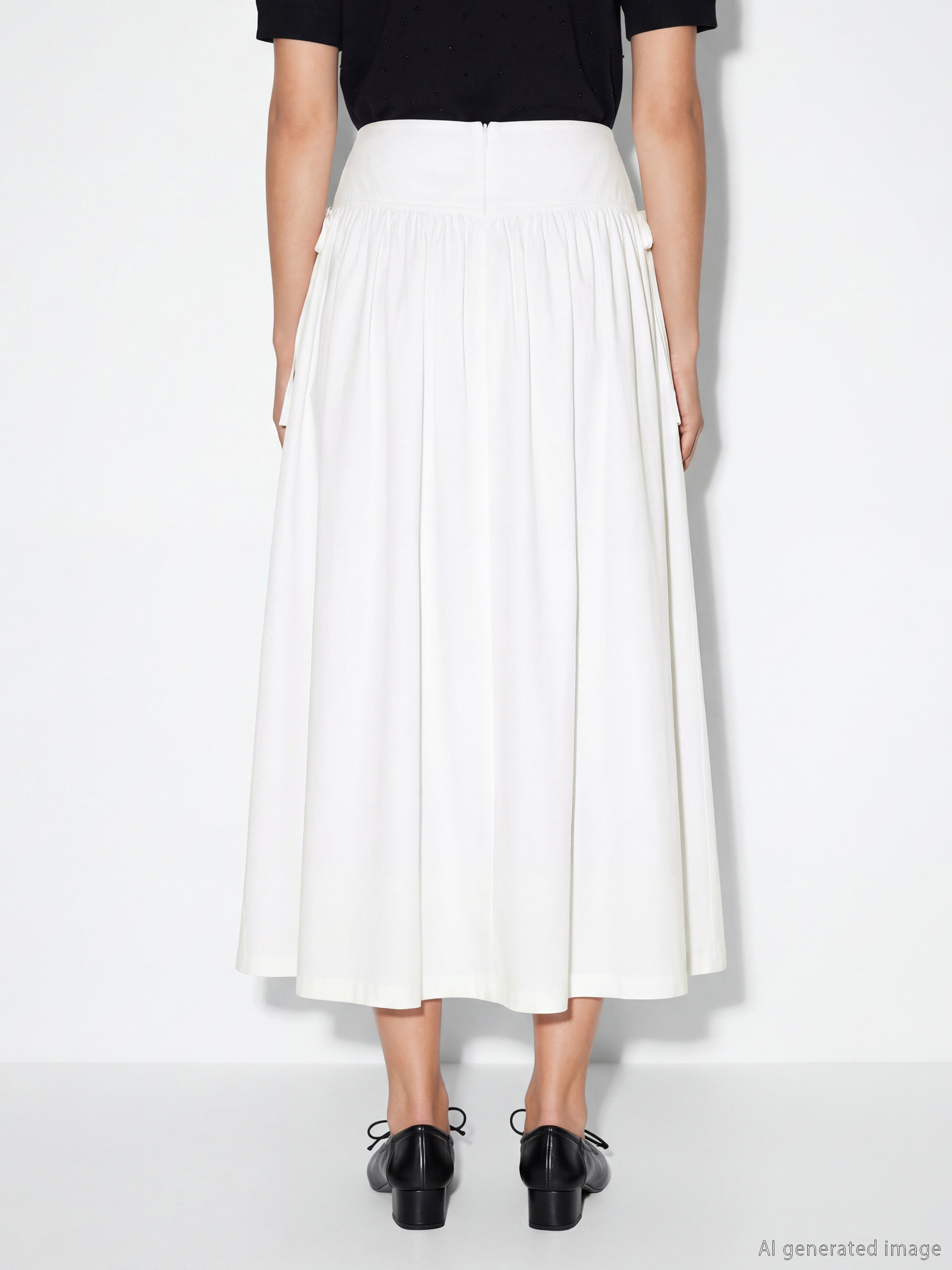 Waist Zippered Lace-up Flared Skirt-3